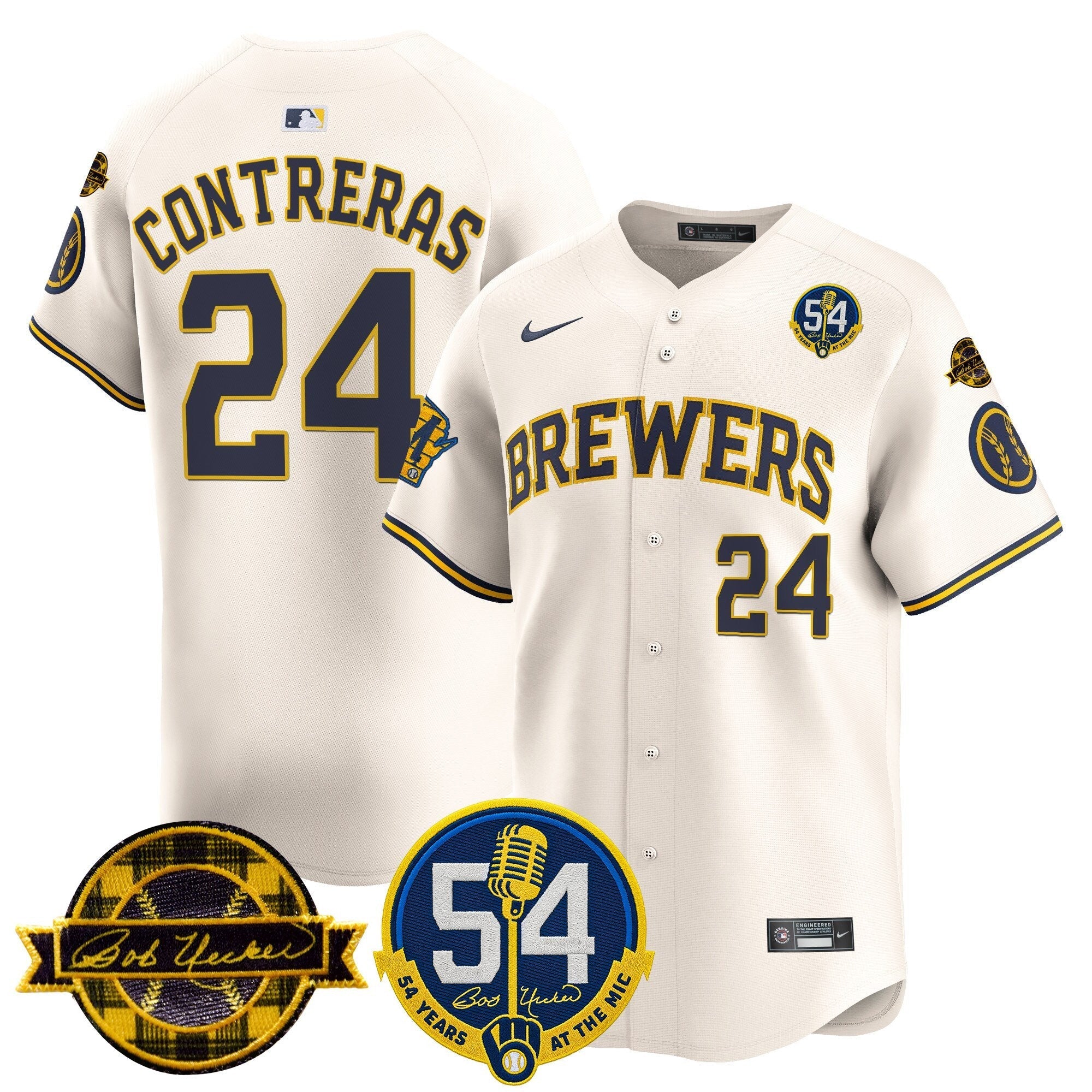 MIL 'Bob Uecker - 54 Seasons for Brewers' Limited Navy Jersey - Stitched
