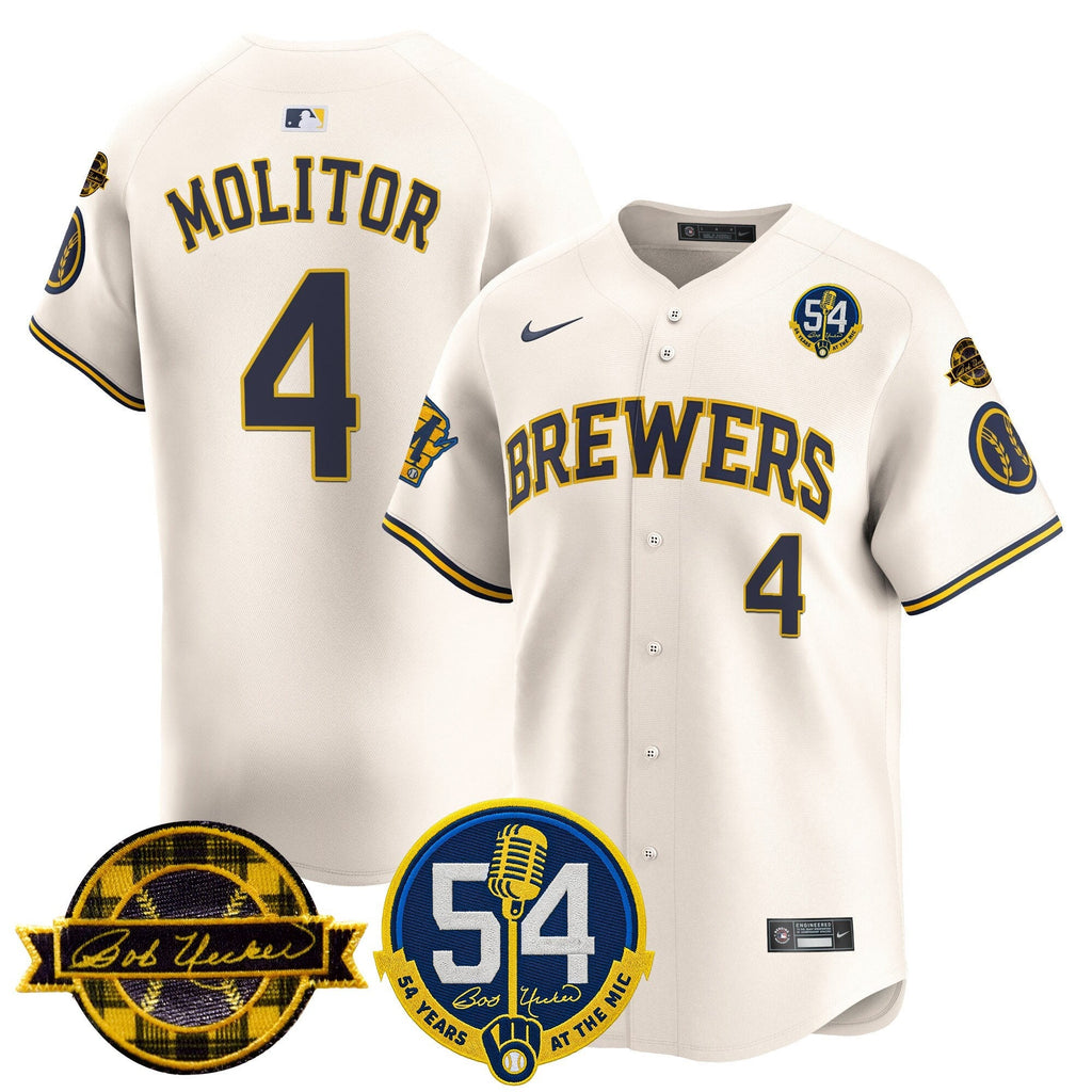 MIL 'Bob Uecker - 54 Seasons for Brewers' Limited Navy Jersey - Stitched