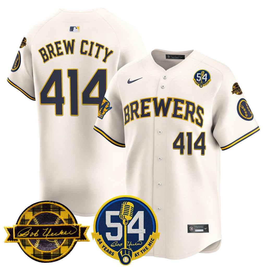 MIL 'Bob Uecker - 54 Seasons for Brewers' Limited Navy Jersey - Stitched