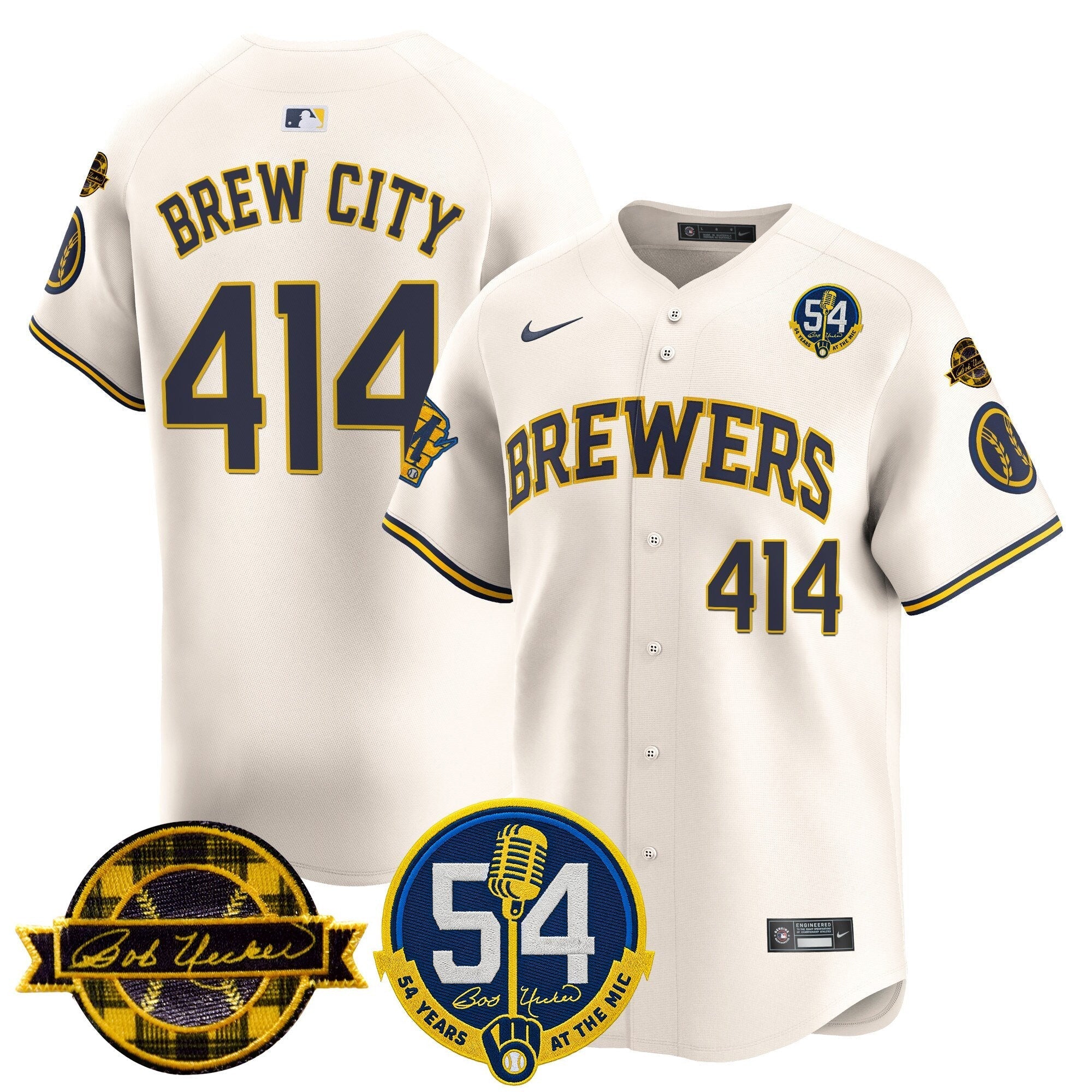 MIL 'Bob Uecker - 54 Seasons for Brewers' Limited Navy Jersey - Stitched
