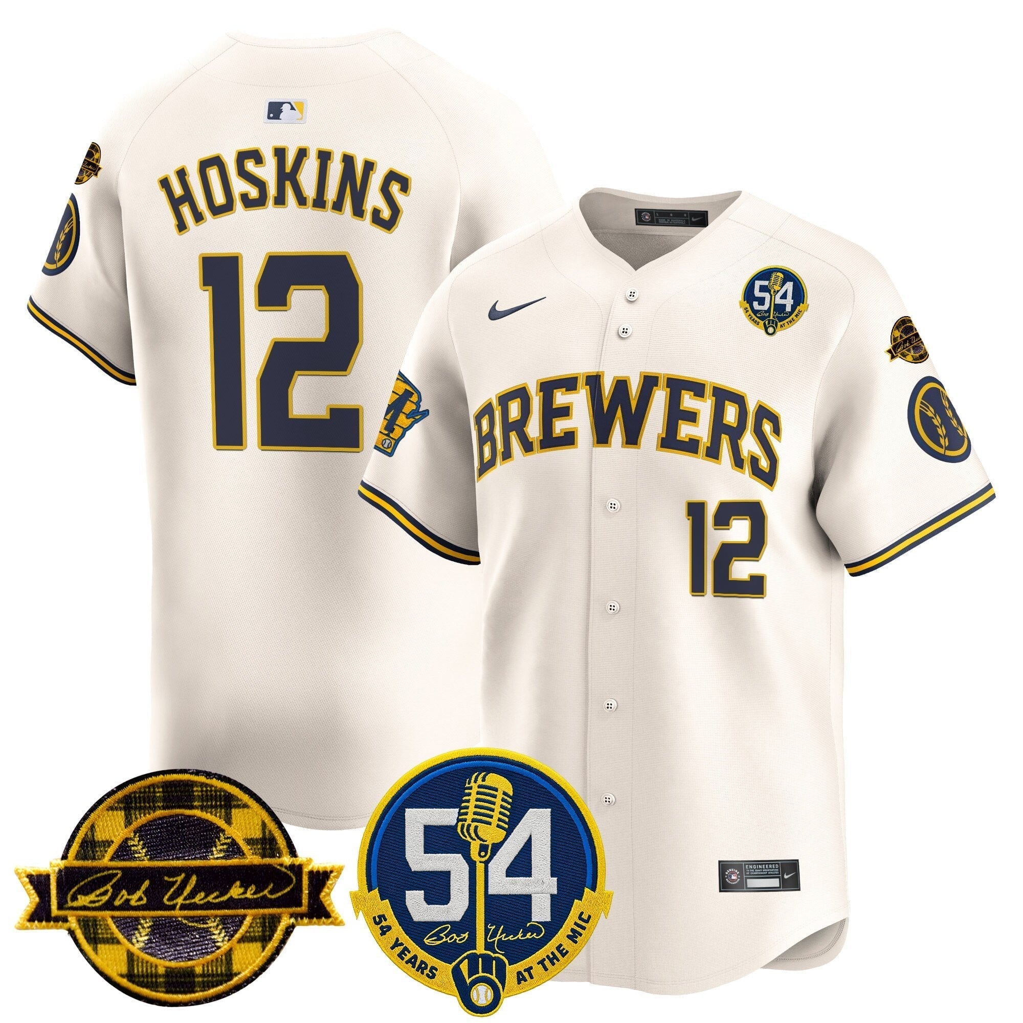 MIL 'Bob Uecker - 54 Seasons for Brewers' Limited Navy Jersey - Stitched