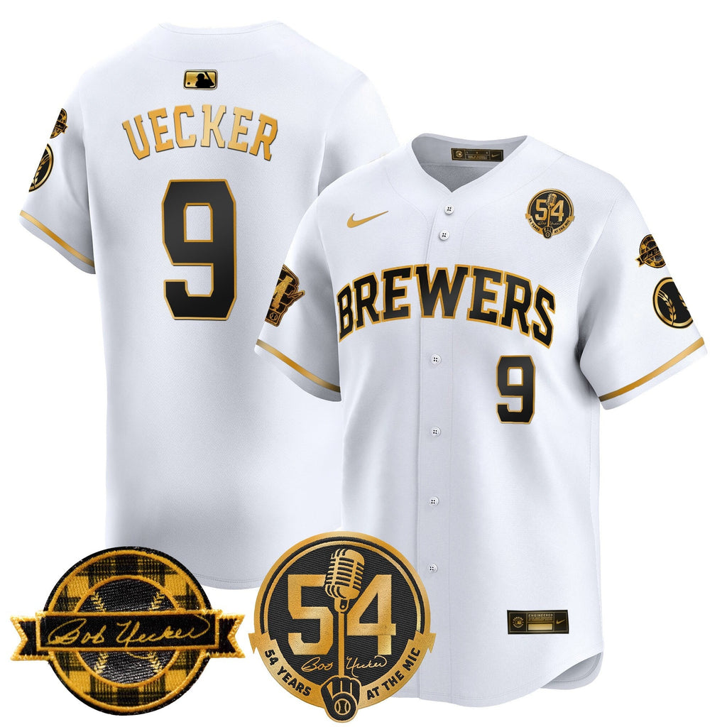 MIL 'Bob Uecker - 54 Seasons for Brewers' Limited Navy Jersey - Stitched