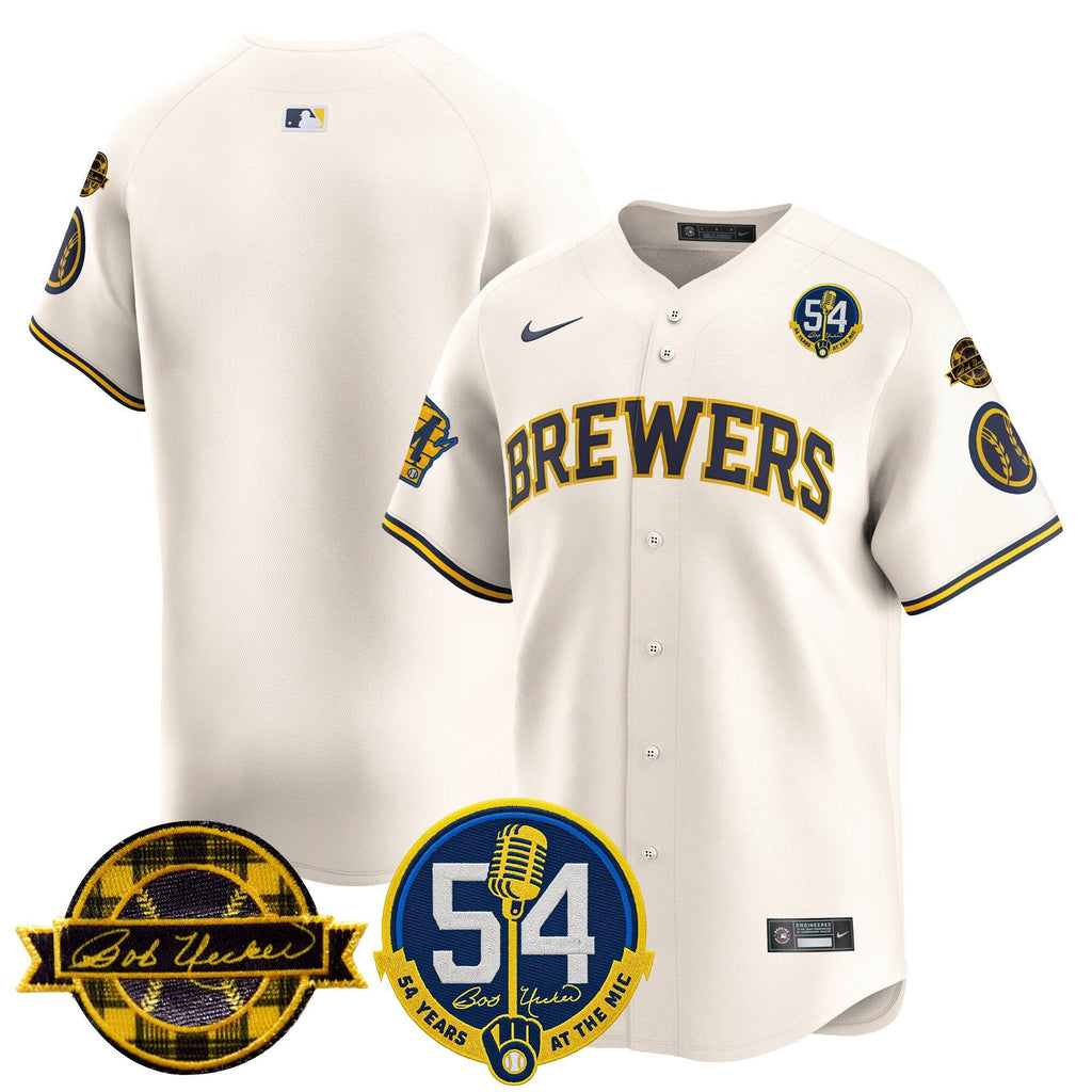 MIL 'Bob Uecker - 54 Seasons for Brewers' Limited Navy Jersey - Stitched