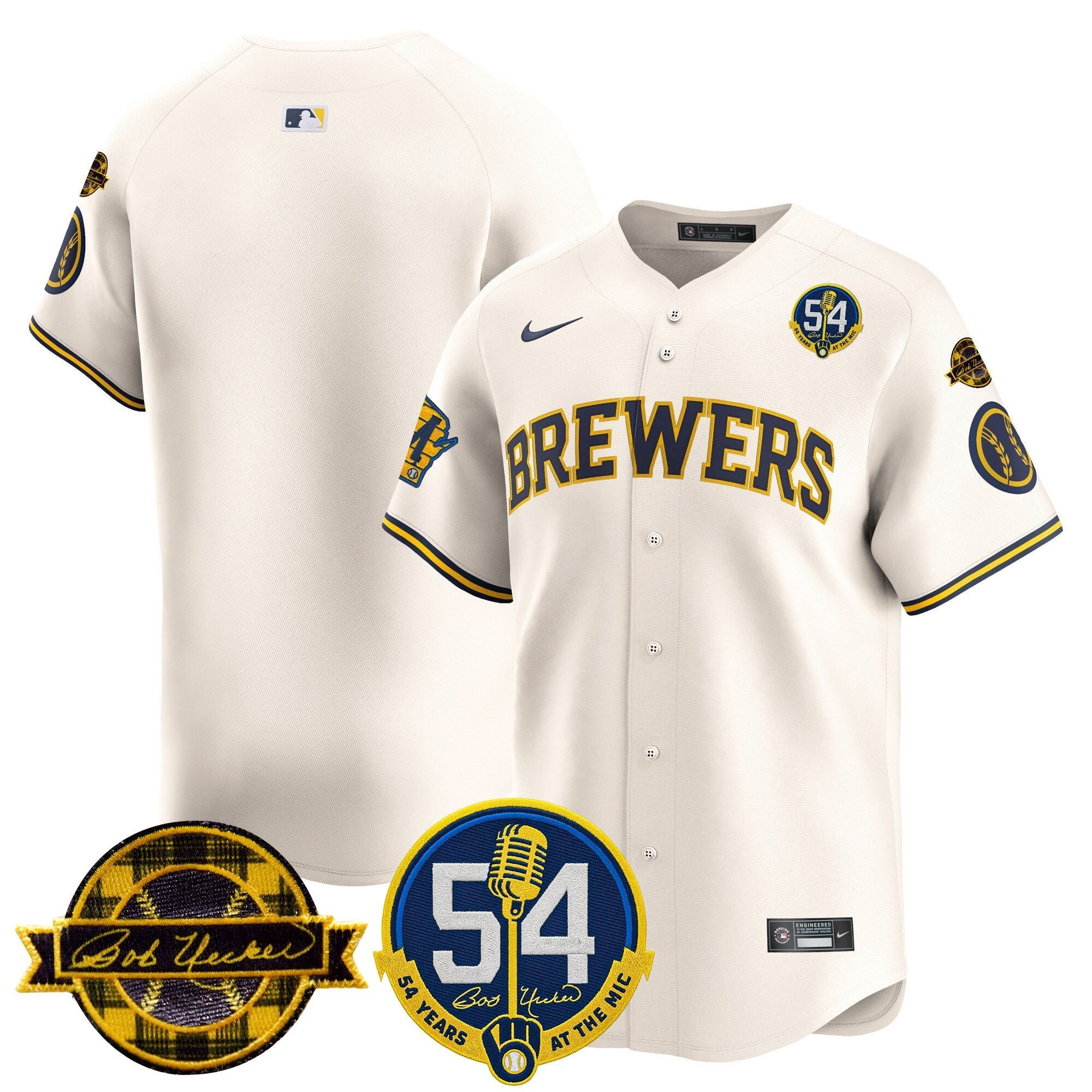 MIL 'Bob Uecker - 54 Seasons for Brewers' Limited Navy Jersey - Stitched