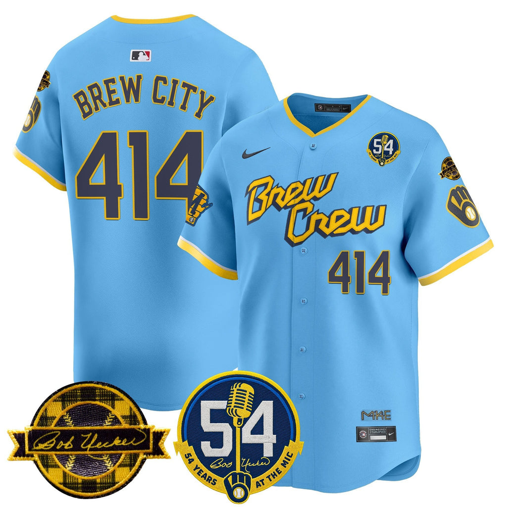 MIL 'Bob Uecker - 54 Seasons for Brewers' Limited Navy Jersey - Stitched