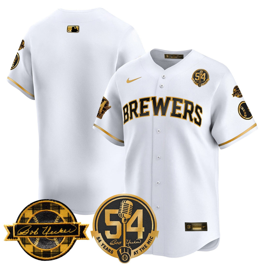 MIL 'Bob Uecker - 54 Seasons for Brewers' Limited Navy Jersey - Stitched