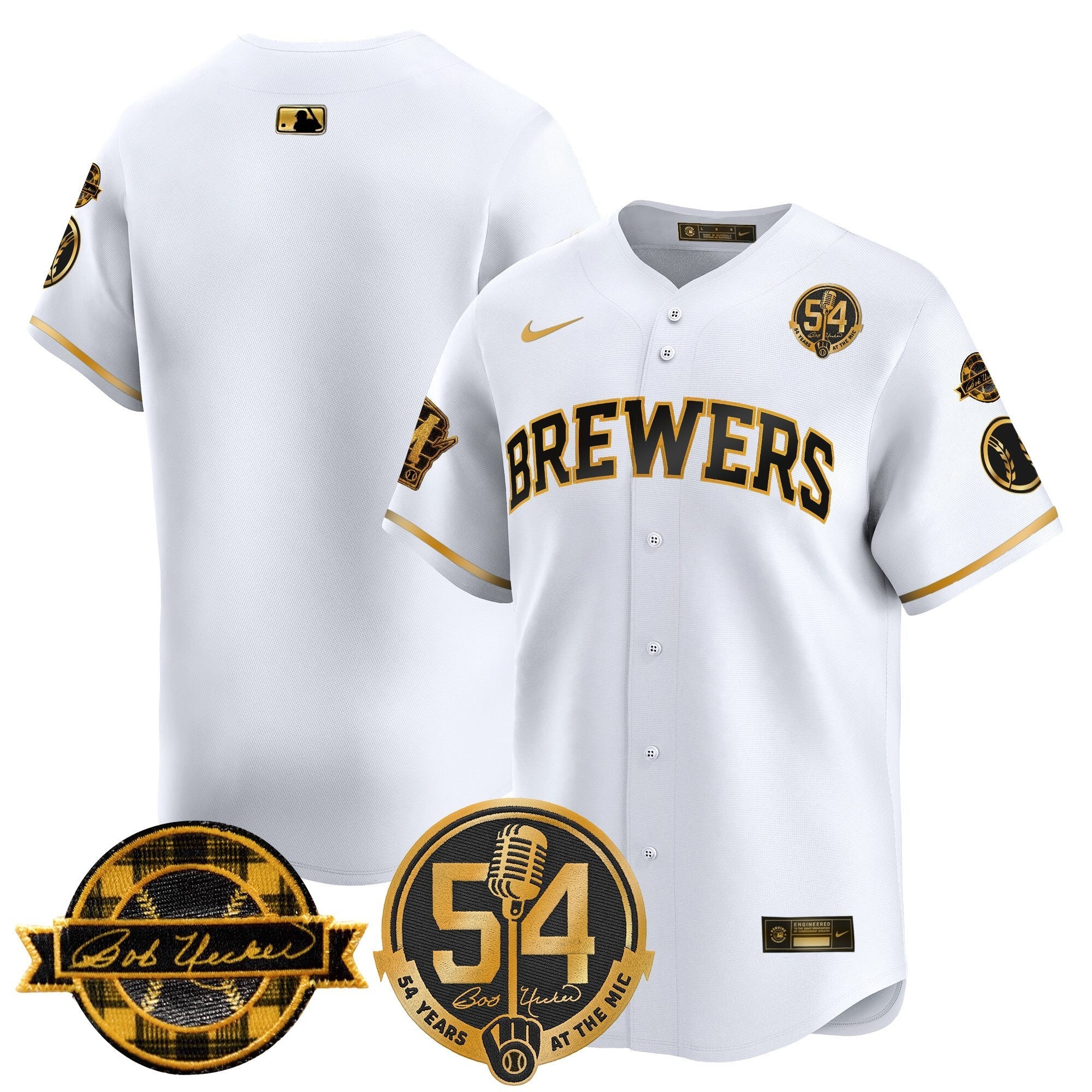 MIL 'Bob Uecker - 54 Seasons for Brewers' Limited Navy Jersey - Stitched