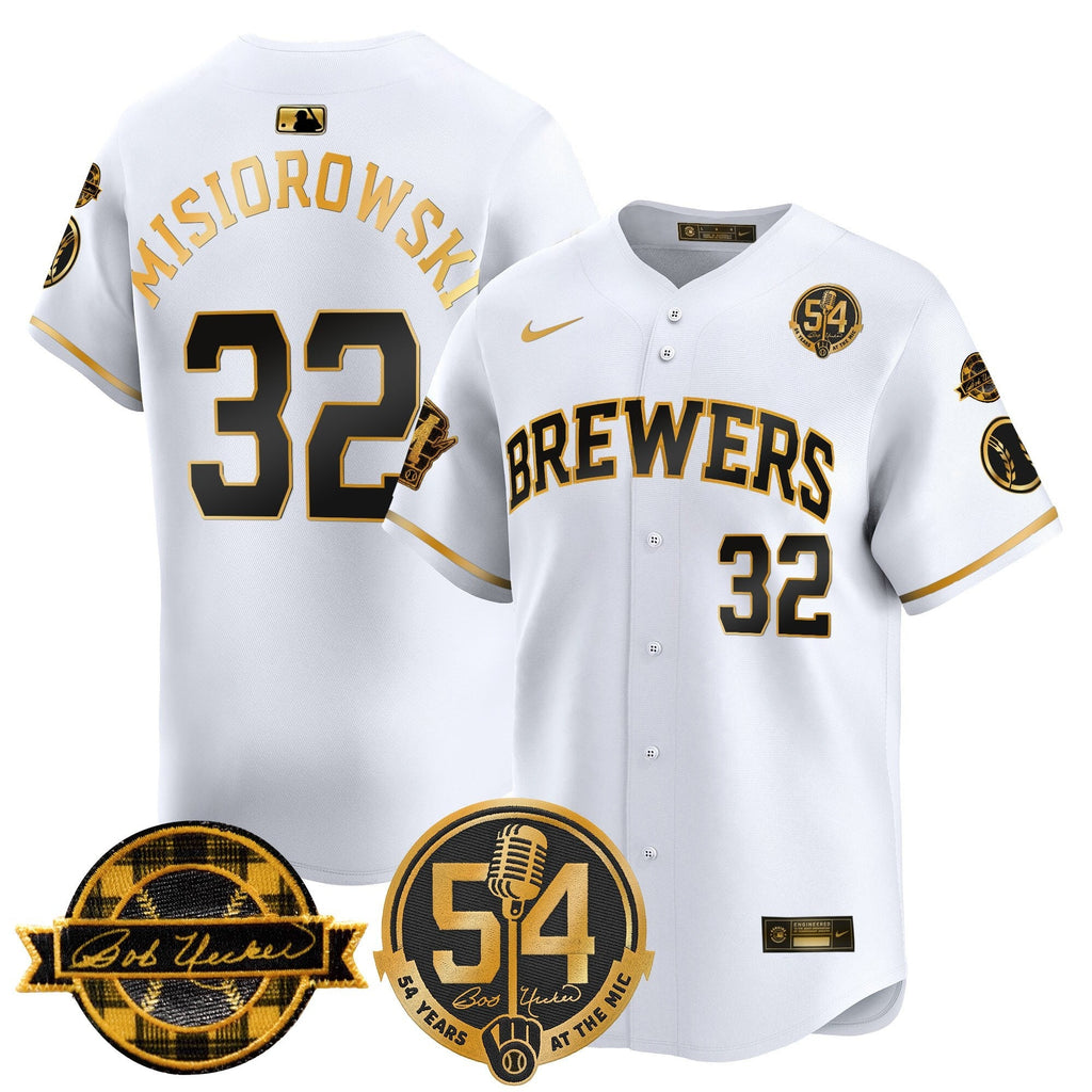 MIL 'Bob Uecker - 54 Seasons for Brewers' Limited Navy Jersey - Stitched