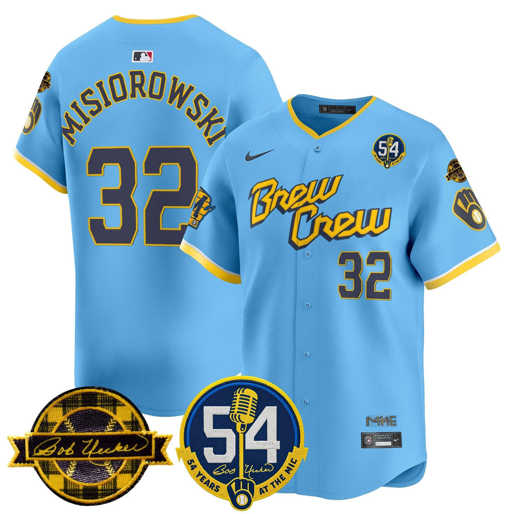 MIL 'Bob Uecker - 54 Seasons for Brewers' Limited Navy Jersey - Stitched