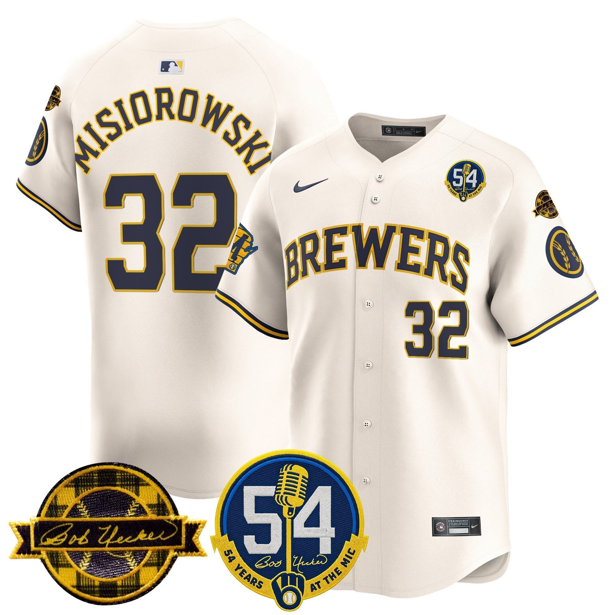 MIL 'Bob Uecker - 54 Seasons for Brewers' City Connect Jersey - Stitched