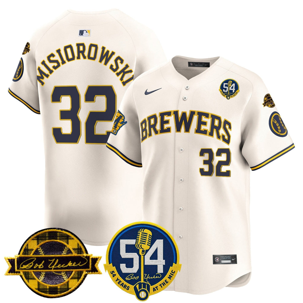 MIL 'Bob Uecker - 54 Seasons for Brewers' Limited Gold Jersey - Stitched