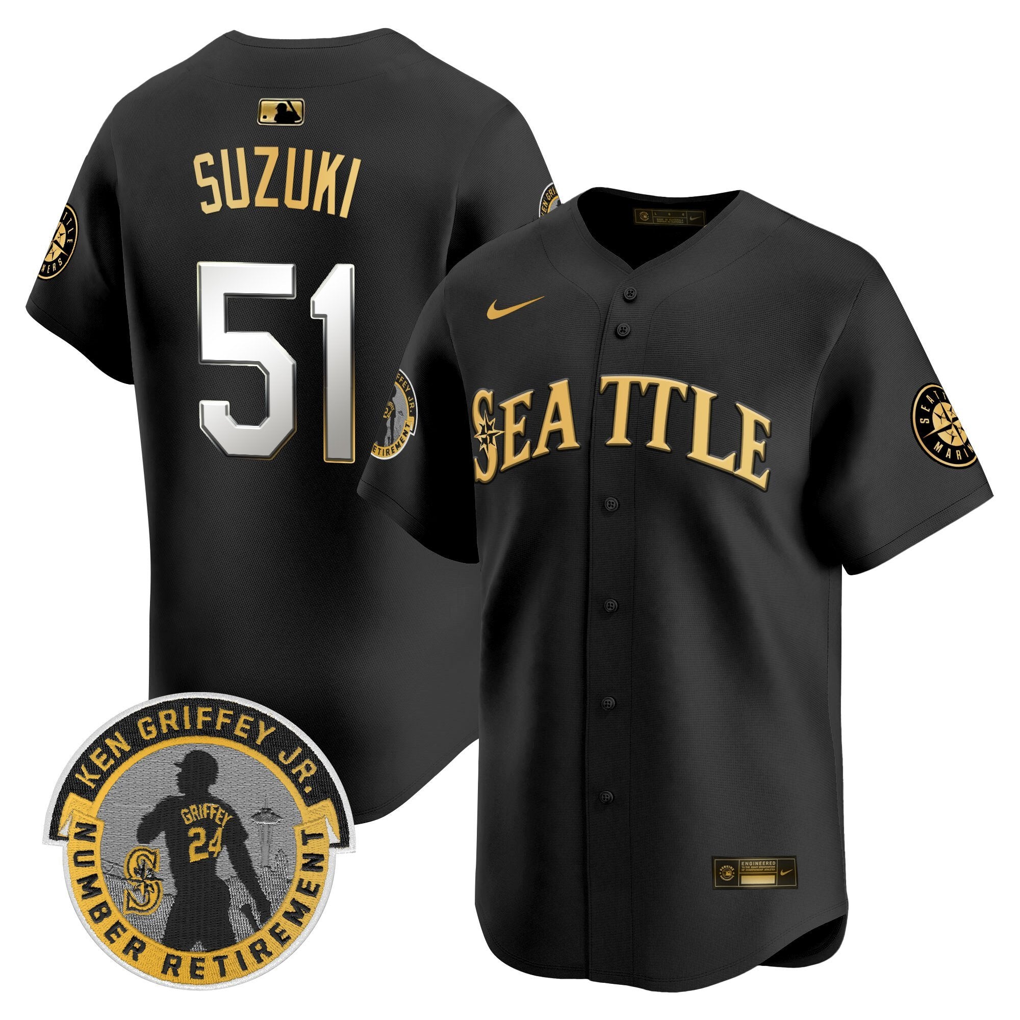 SEA 2025 Ken Griffey Jr. Patch Vapor Premier Limited Jersey - All Stitched