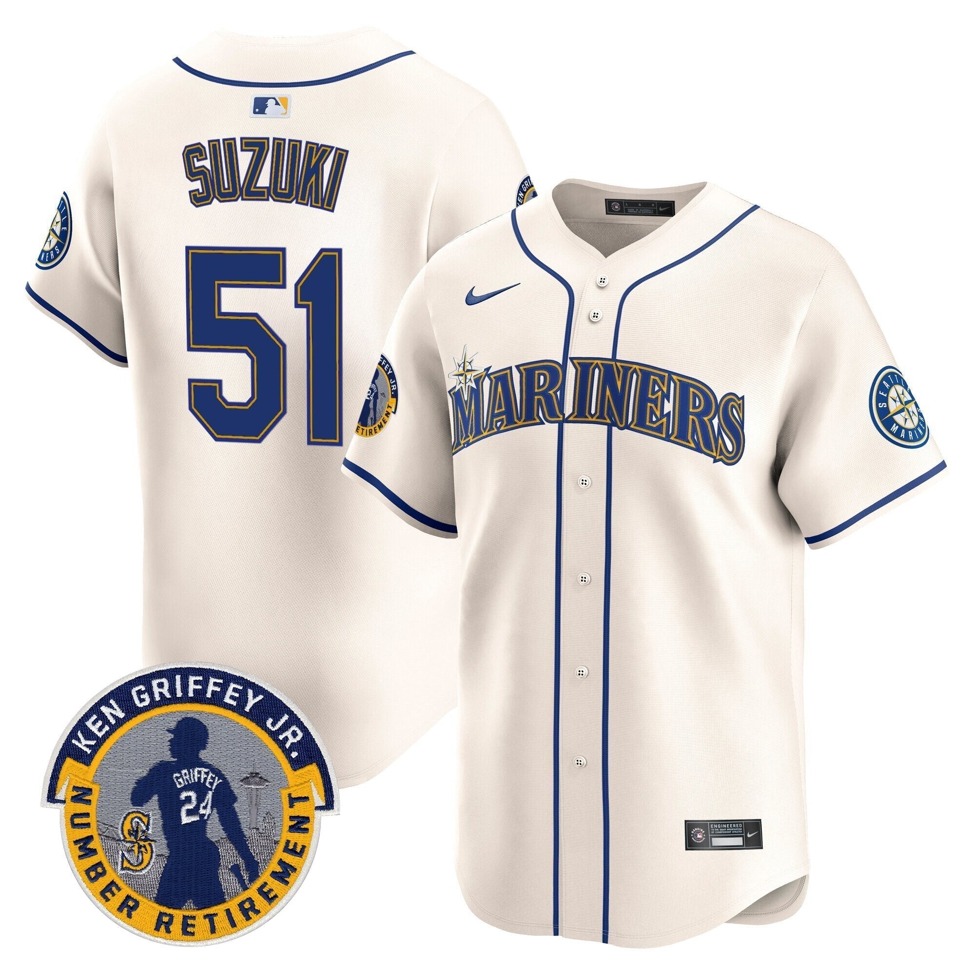 SEA 2025 Ken Griffey Jr. Patch Vapor Premier Limited Jersey - All Stitched