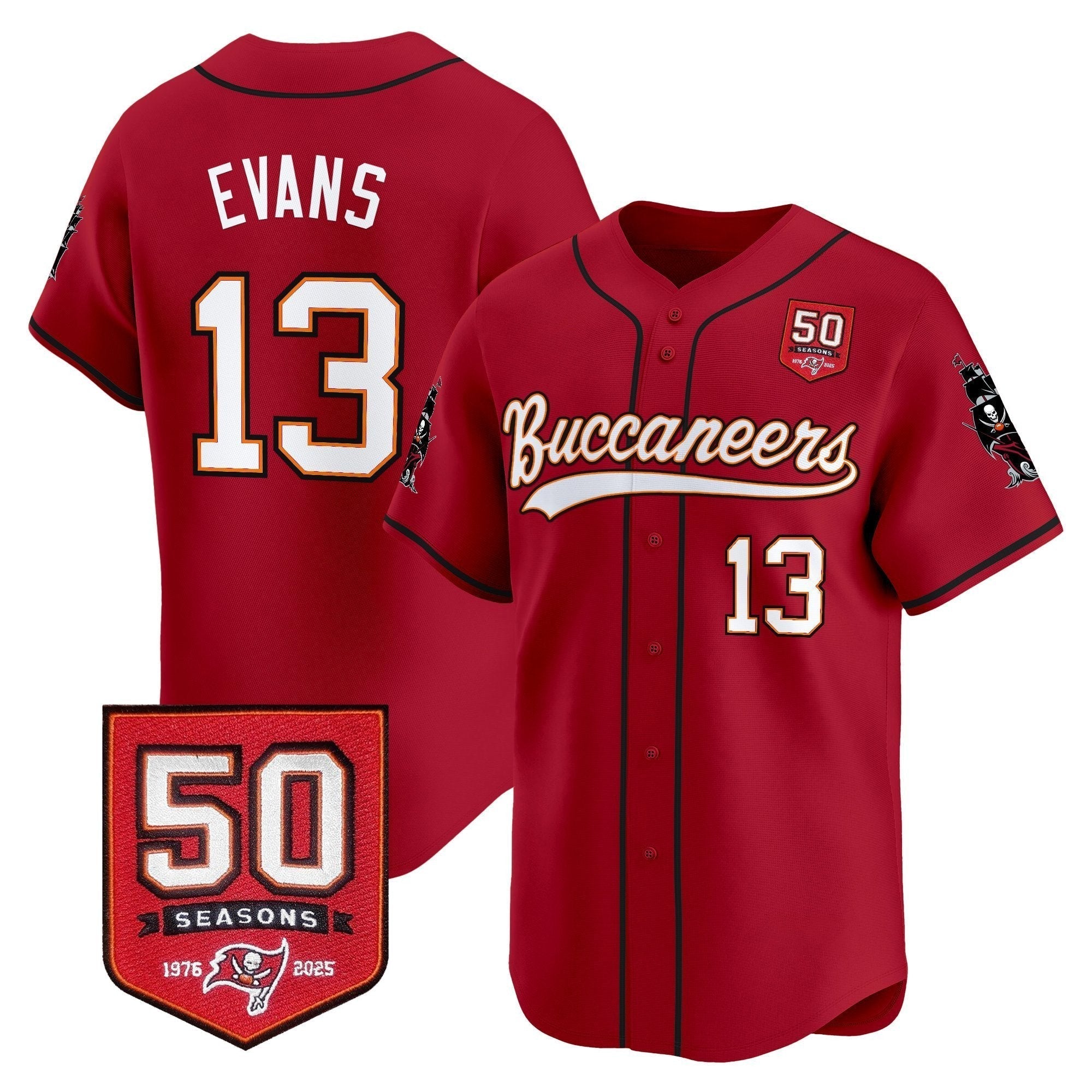 TB 50th Season Patch Vapor Baseball Jersey - Stitched