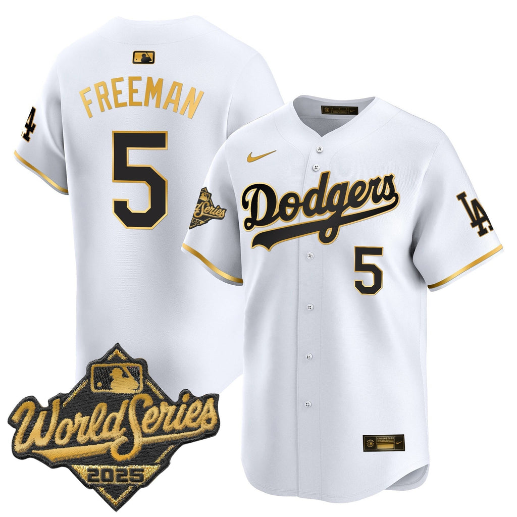 Dodgers 2025 World Series Gold Trim Vapor Premier Limited Jersey - All Stitched