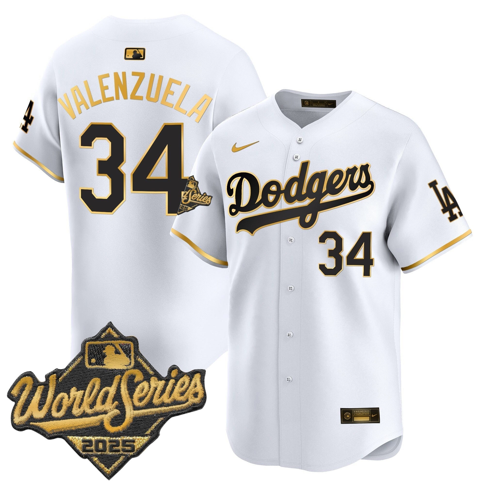 Dodgers 2025 World Series Gold Trim Vapor Premier Limited Jersey - All Stitched