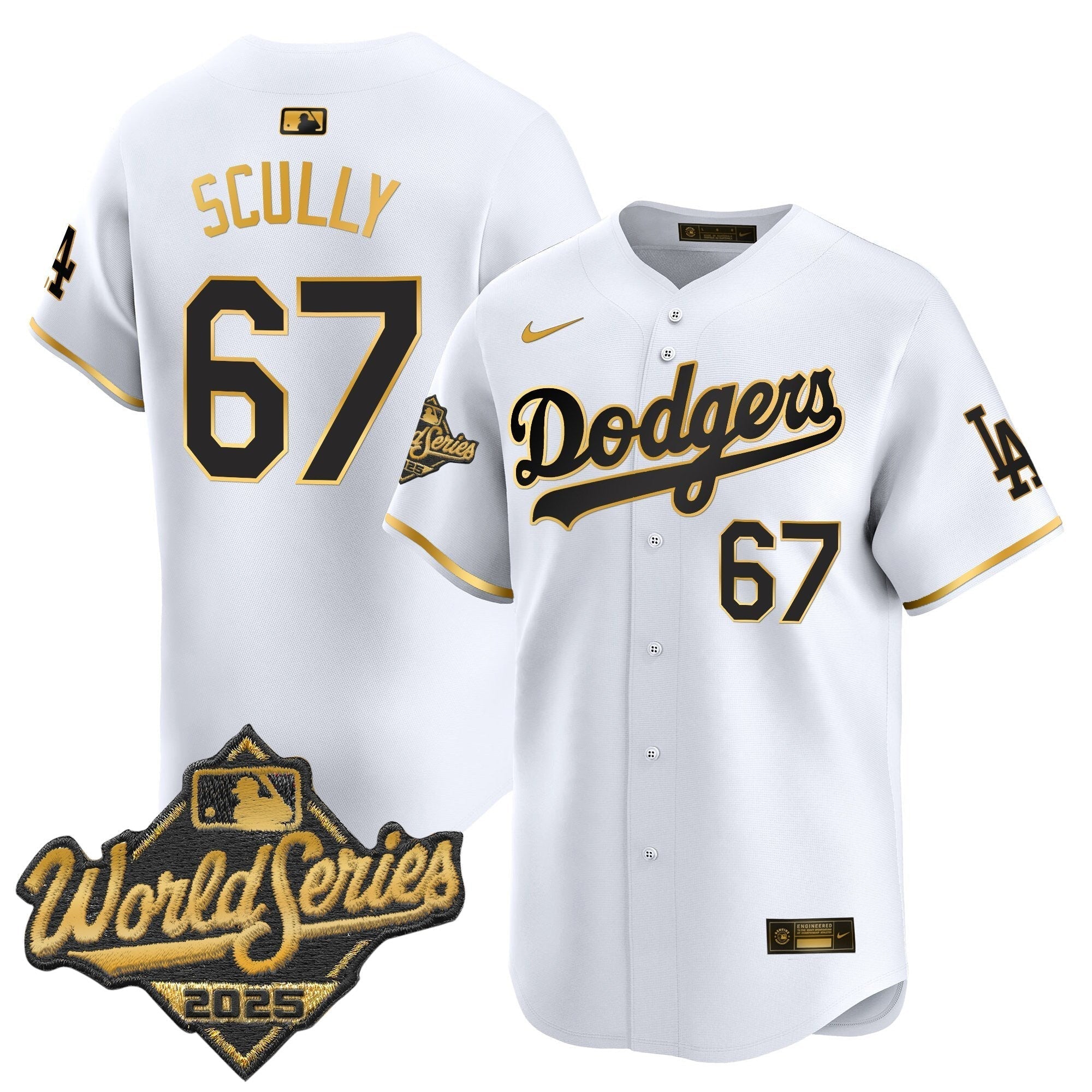 Dodgers 2025 World Series Gold Trim Vapor Premier Limited Jersey - All Stitched