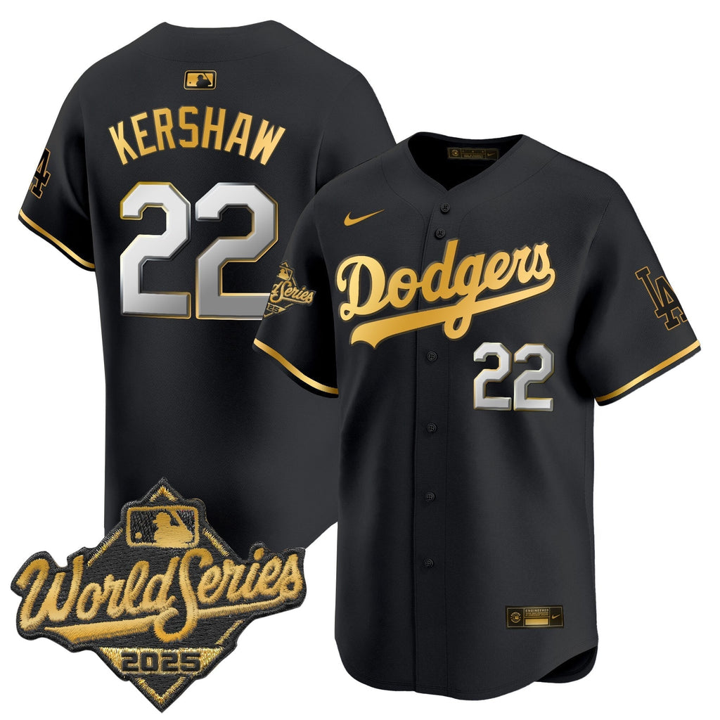 Dodgers 2025 World Series Gold Trim Vapor Premier Limited Men Jersey - All Stitched