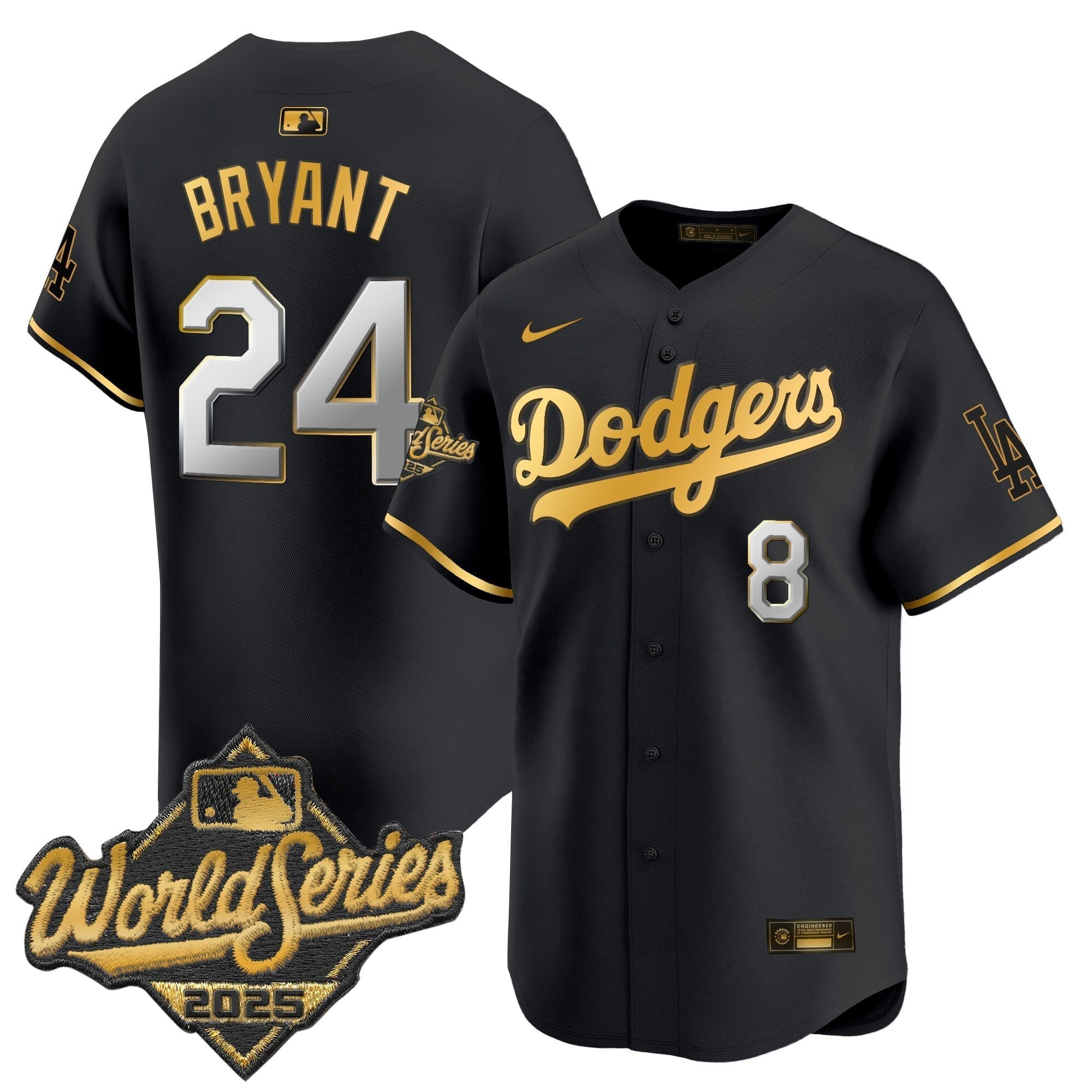 Dodgers 2025 World Series Gold Trim Vapor Premier Limited Men Jersey - All Stitched
