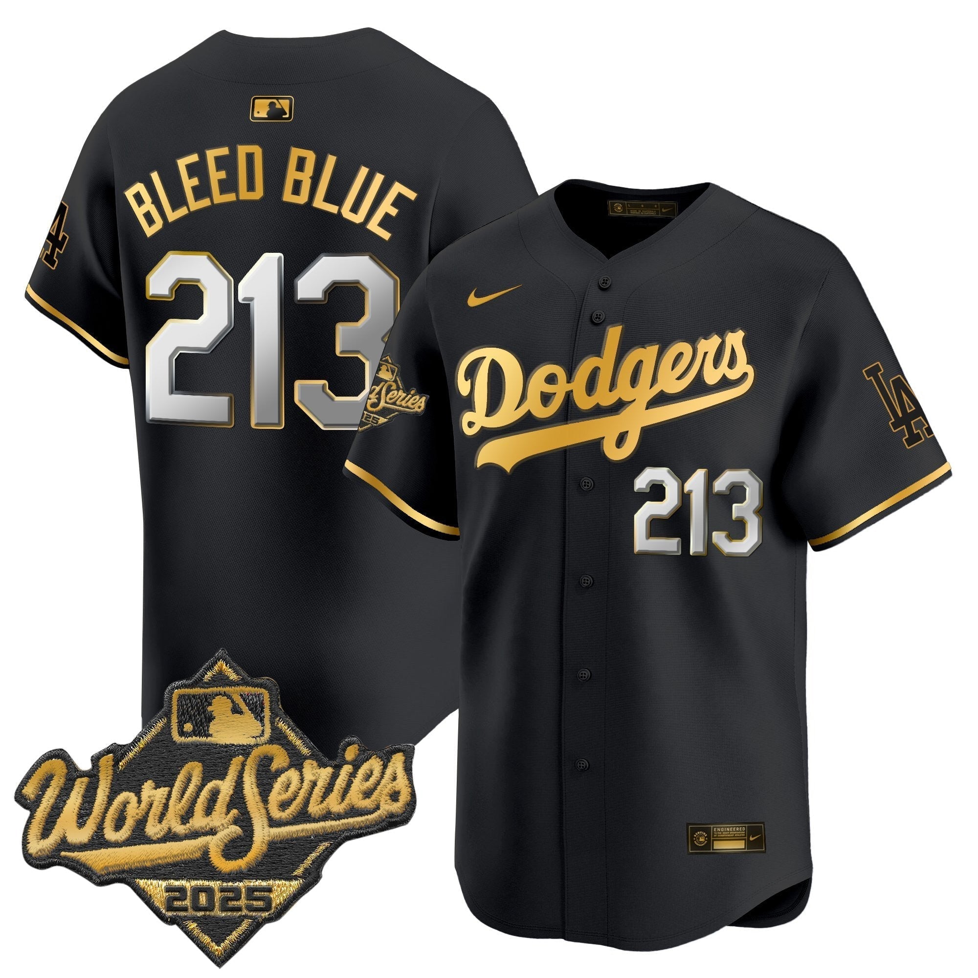 Dodgers 2025 World Series Gold Trim Vapor Premier Limited Men Jersey - All Stitched