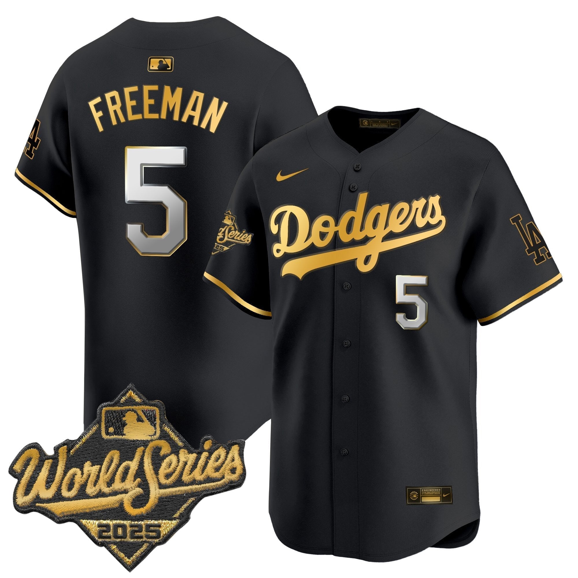 Dodgers 2025 World Series Gold Trim Vapor Premier Limited Men Jersey - All Stitched