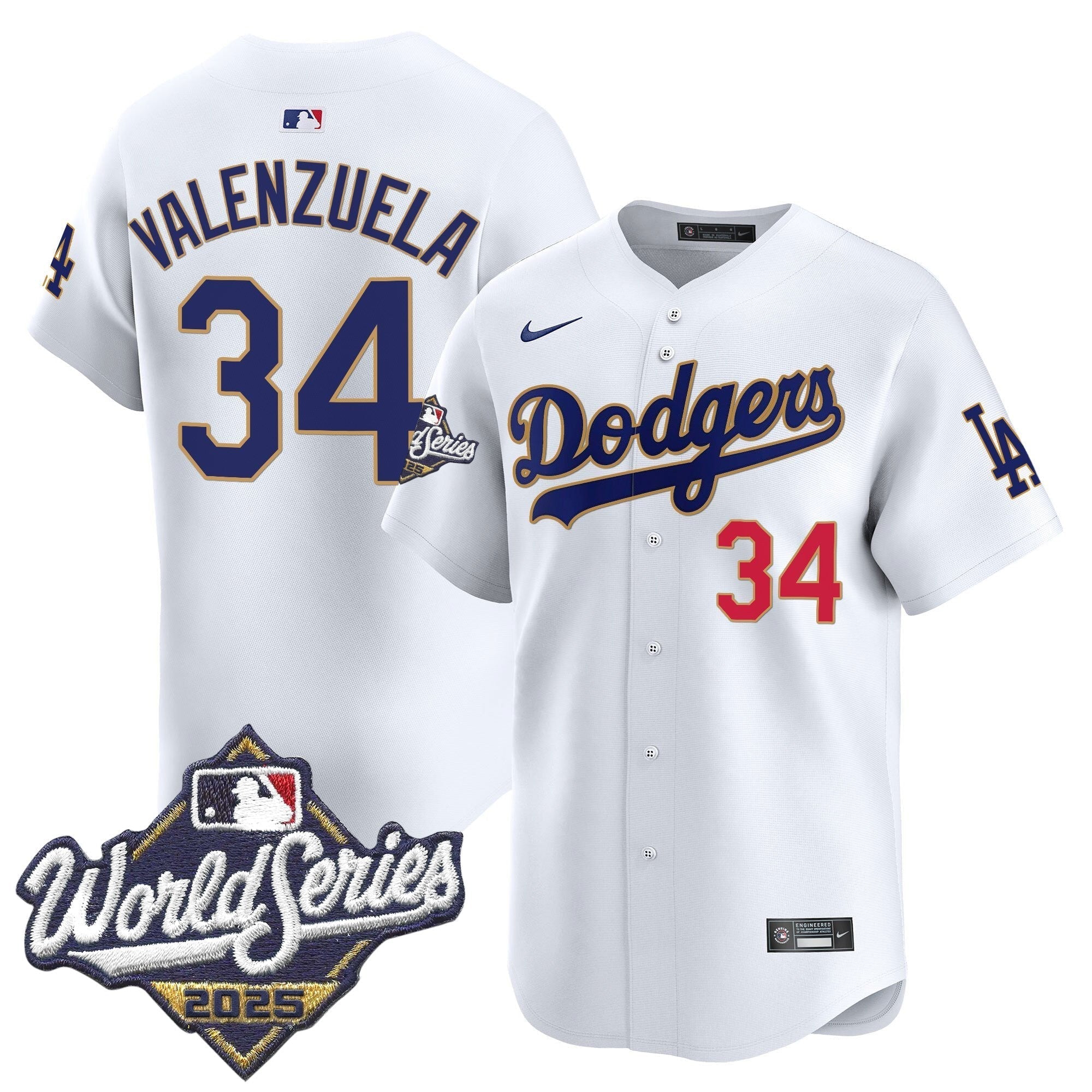 Dodgers 2025 World Series Gold Trim Vapor Premier Limited Jersey - All Stitched