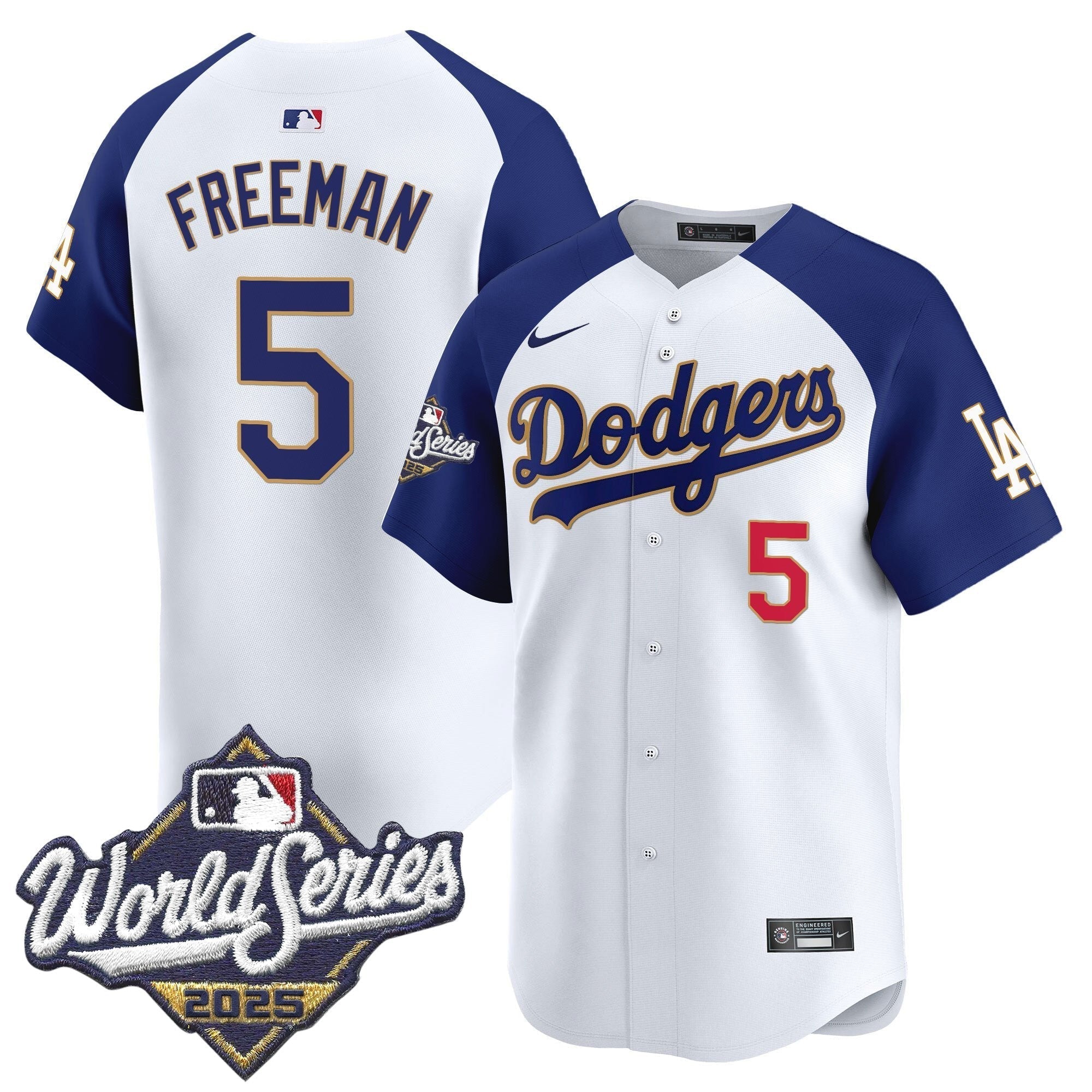 Dodgers 2025 World Series Gold Trim Vapor Premier Limited Jersey - All Stitched