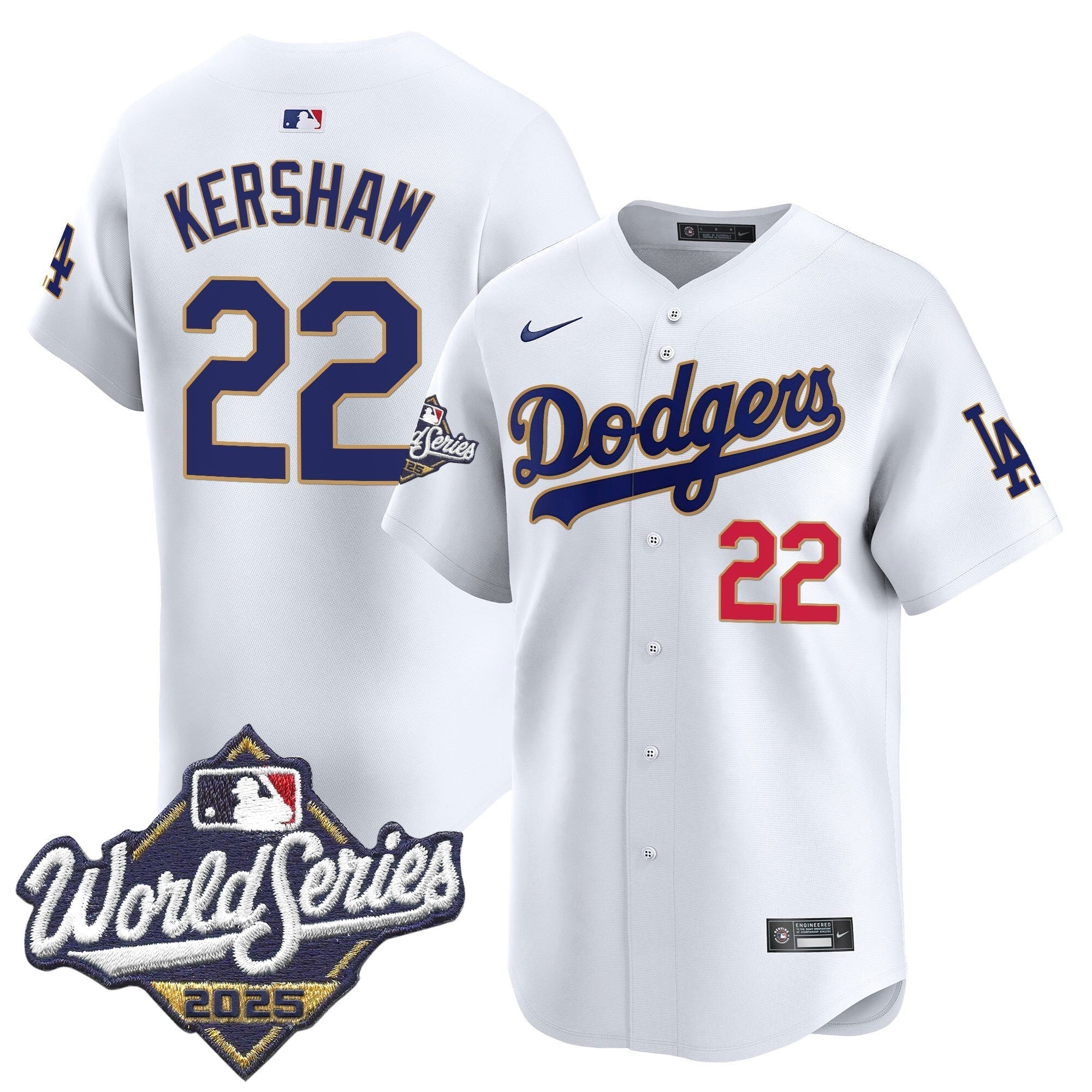 Dodgers 2025 World Series Gold Trim Vapor Premier Limited Jersey - All Stitched