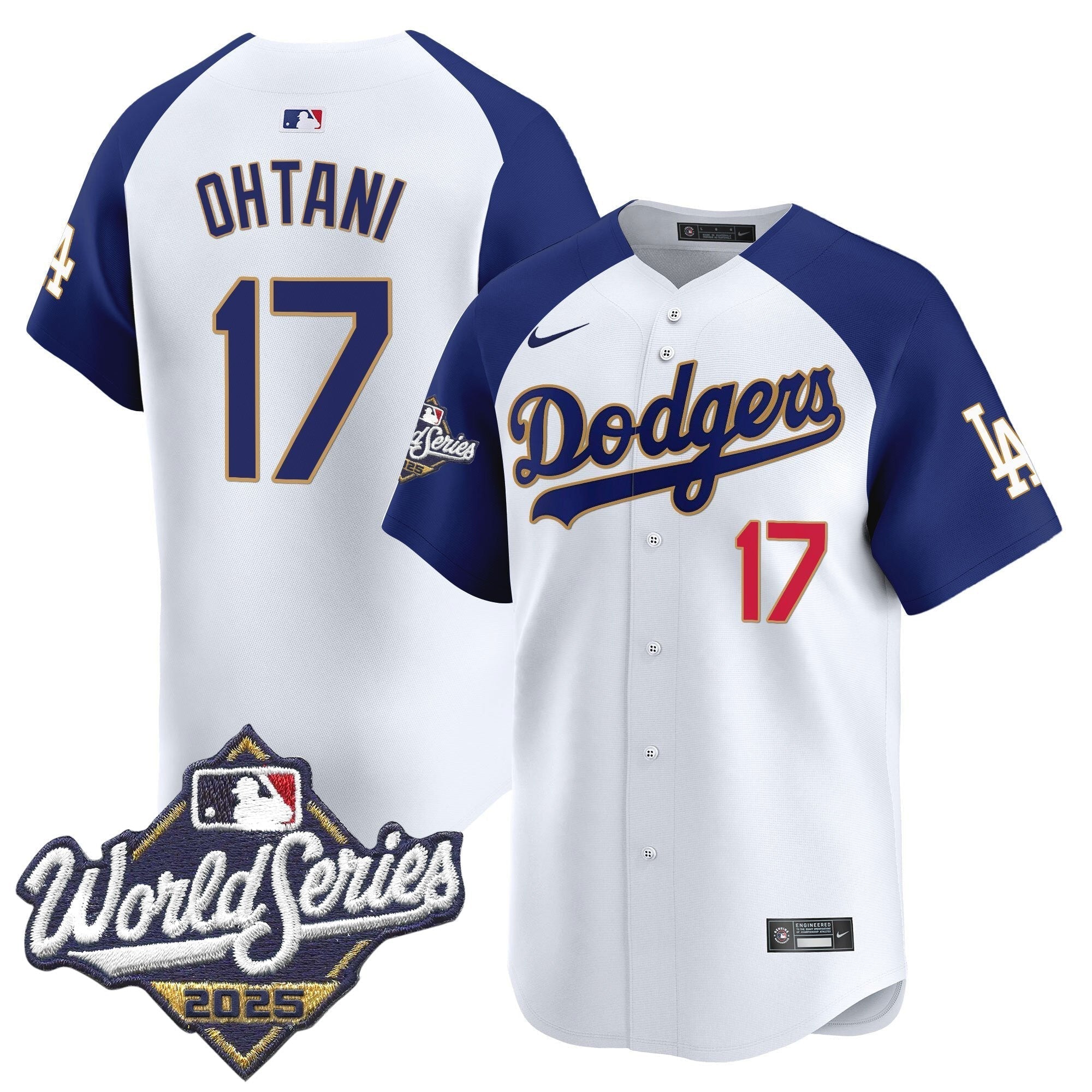 Dodgers 2025 World Series Gold Trim Vapor Premier Limited Jersey - All Stitched