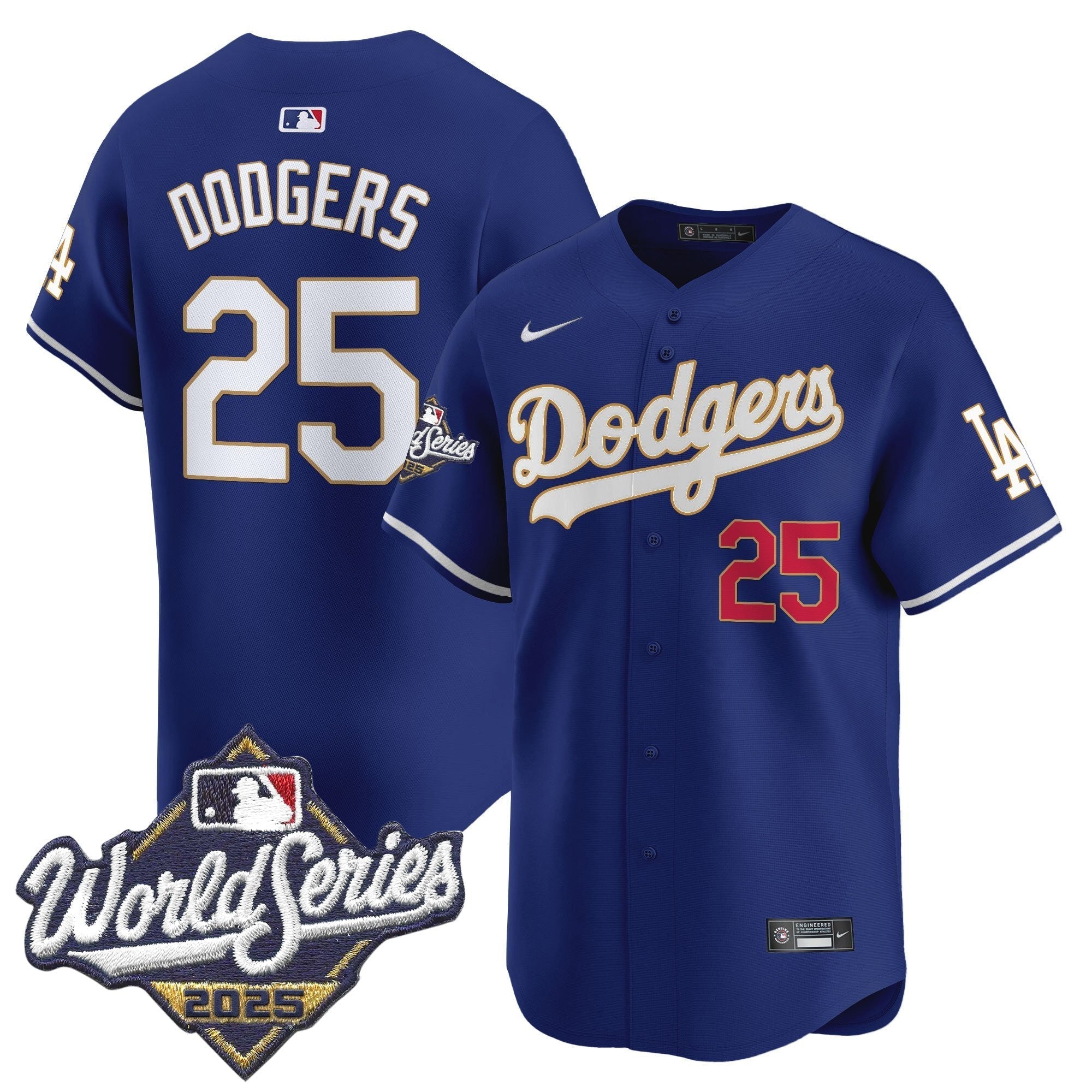 Dodgers 2025 World Series Gold Trim Vapor Premier Limited Jersey - All Stitched