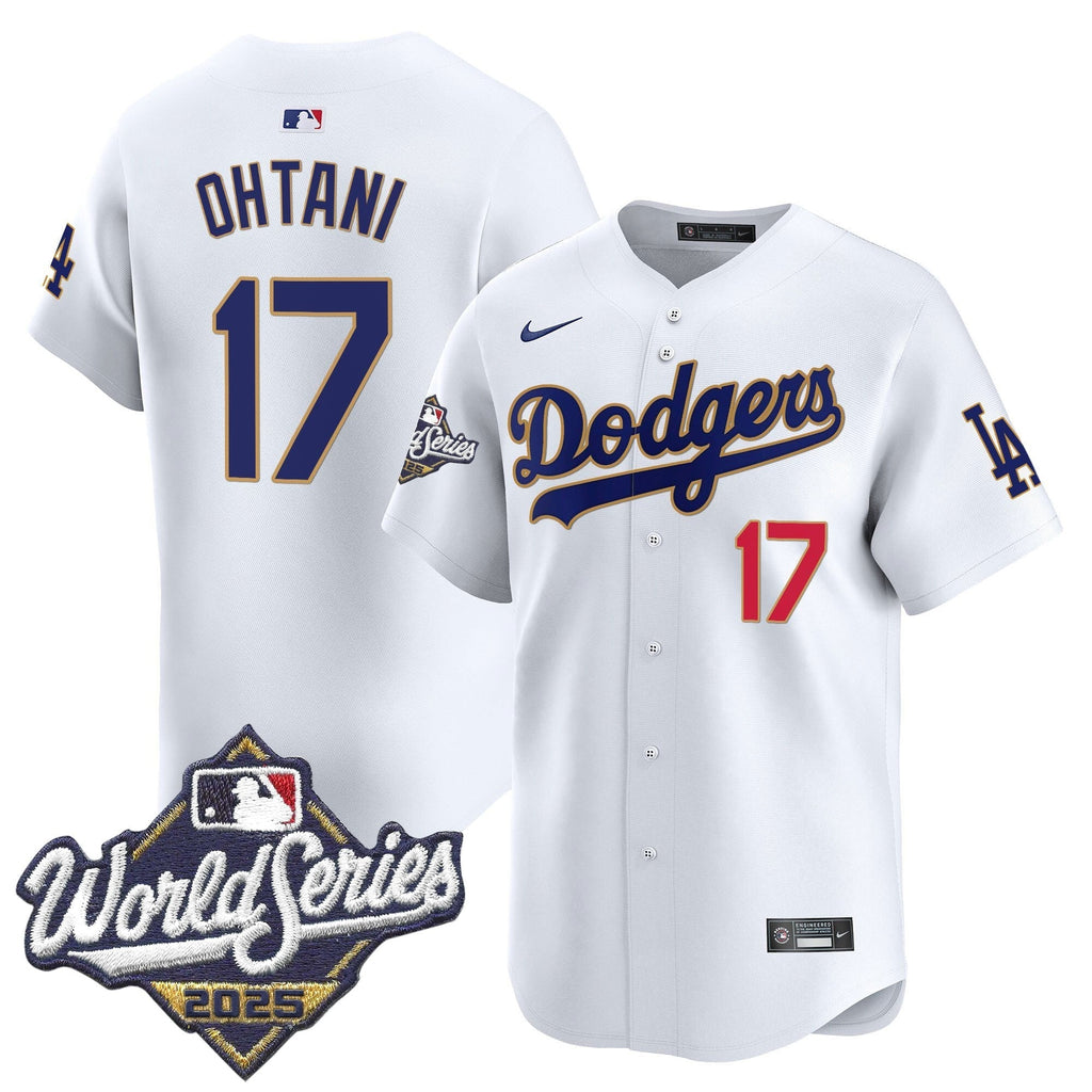 Dodgers 2025 World Series Gold Trim Vapor Premier Limited Jersey - All Stitched