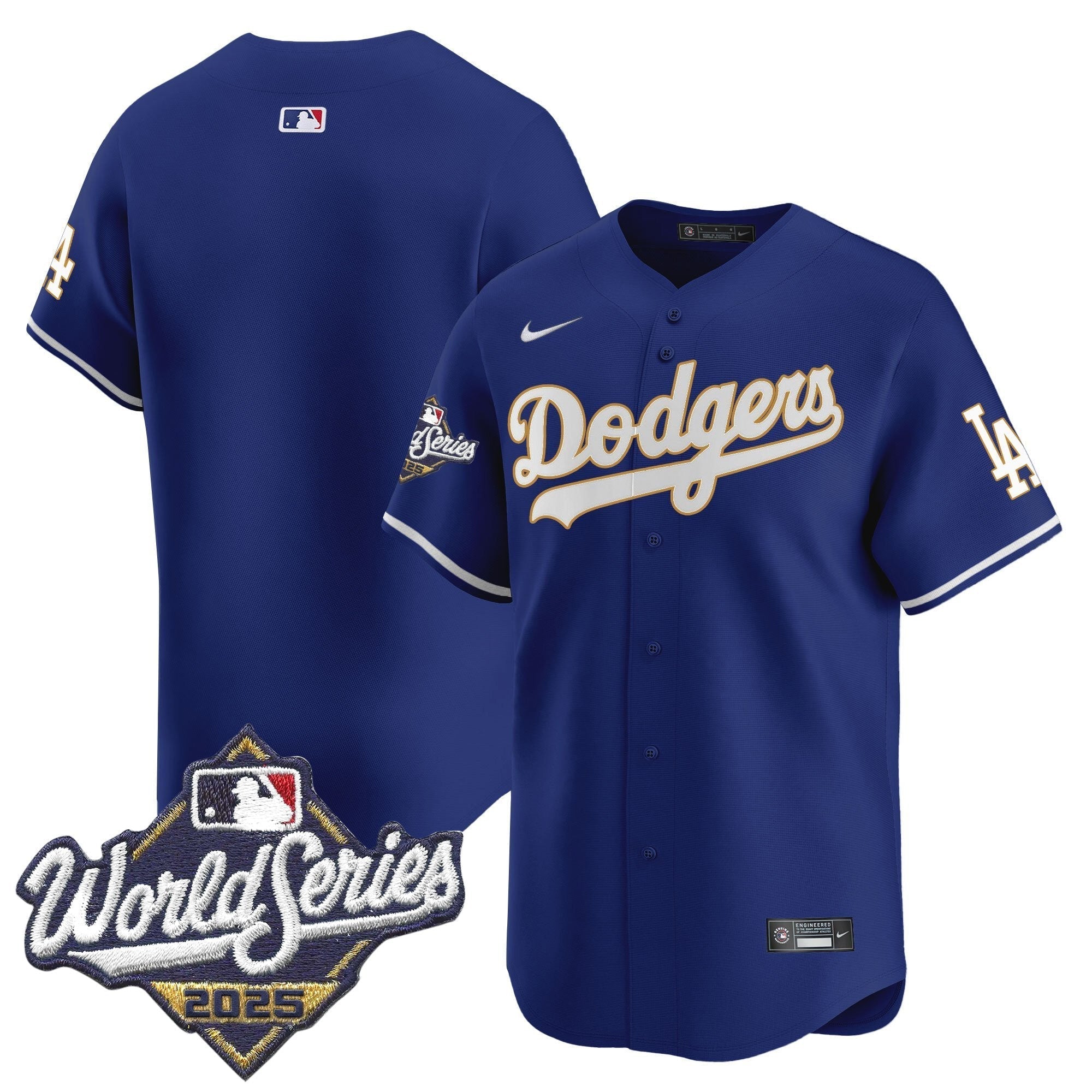 Dodgers 2025 World Series Gold Trim Vapor Premier Limited Jersey - All Stitched