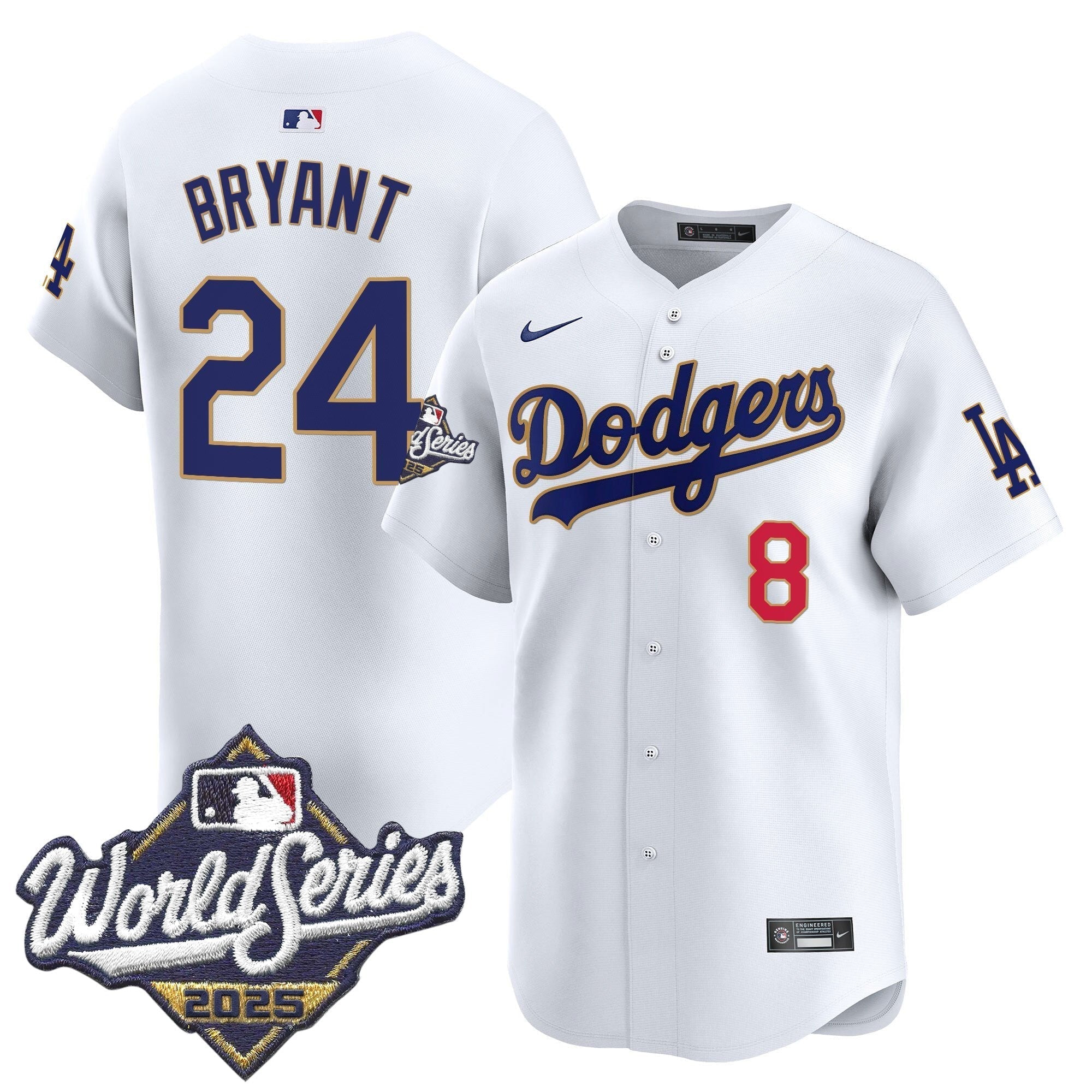 Dodgers 2025 World Series Gold Trim Vapor Premier Limited Jersey - All Stitched