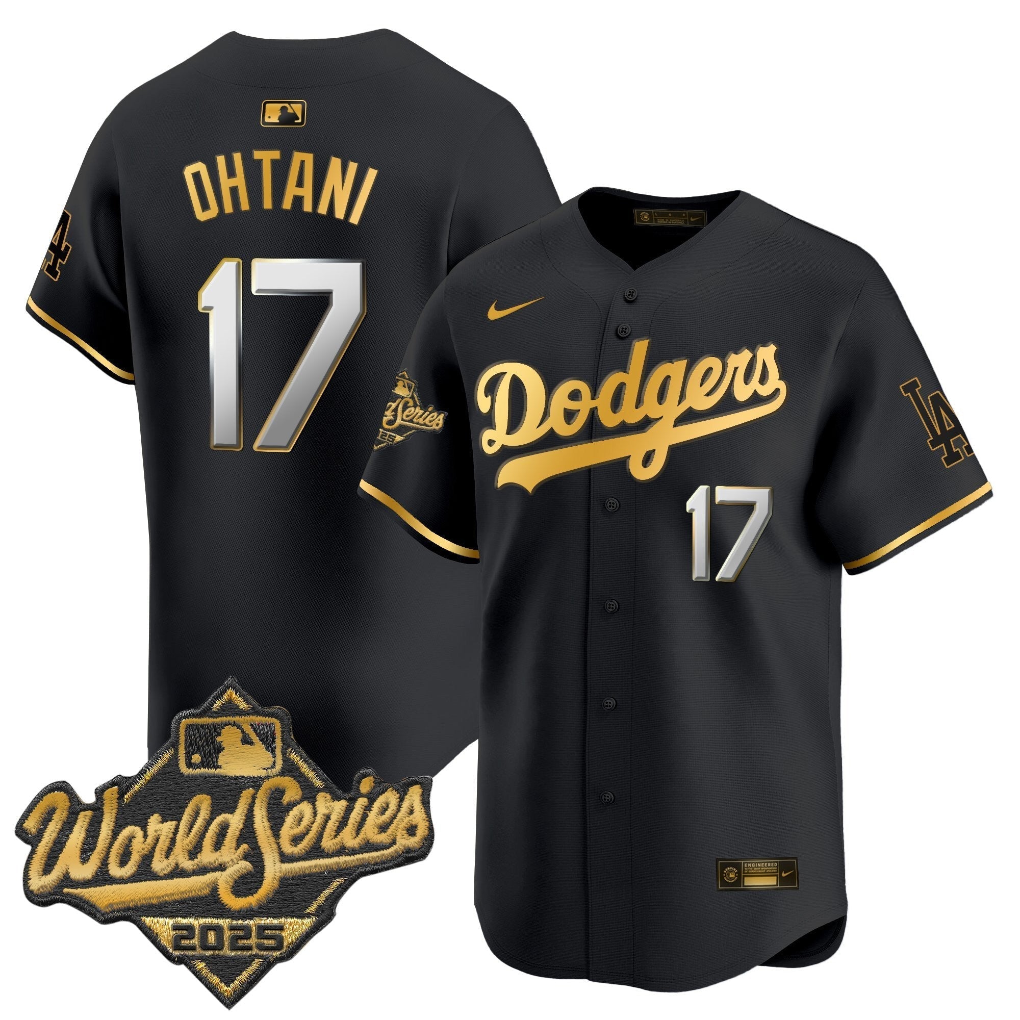 Dodgers 2025 World Series Gold Trim Vapor Premier Limited Jersey - All Stitched