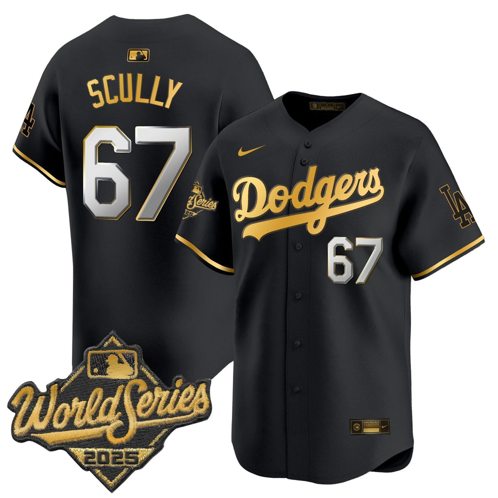 Dodgers 2025 World Series Gold Trim Vapor Premier Limited Men Jersey - All Stitched