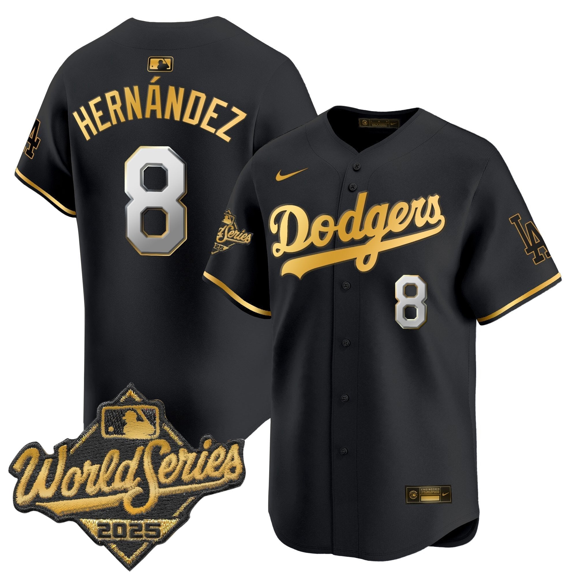 Dodgers 2025 World Series Gold Trim Vapor Premier Limited Men Jersey - All Stitched