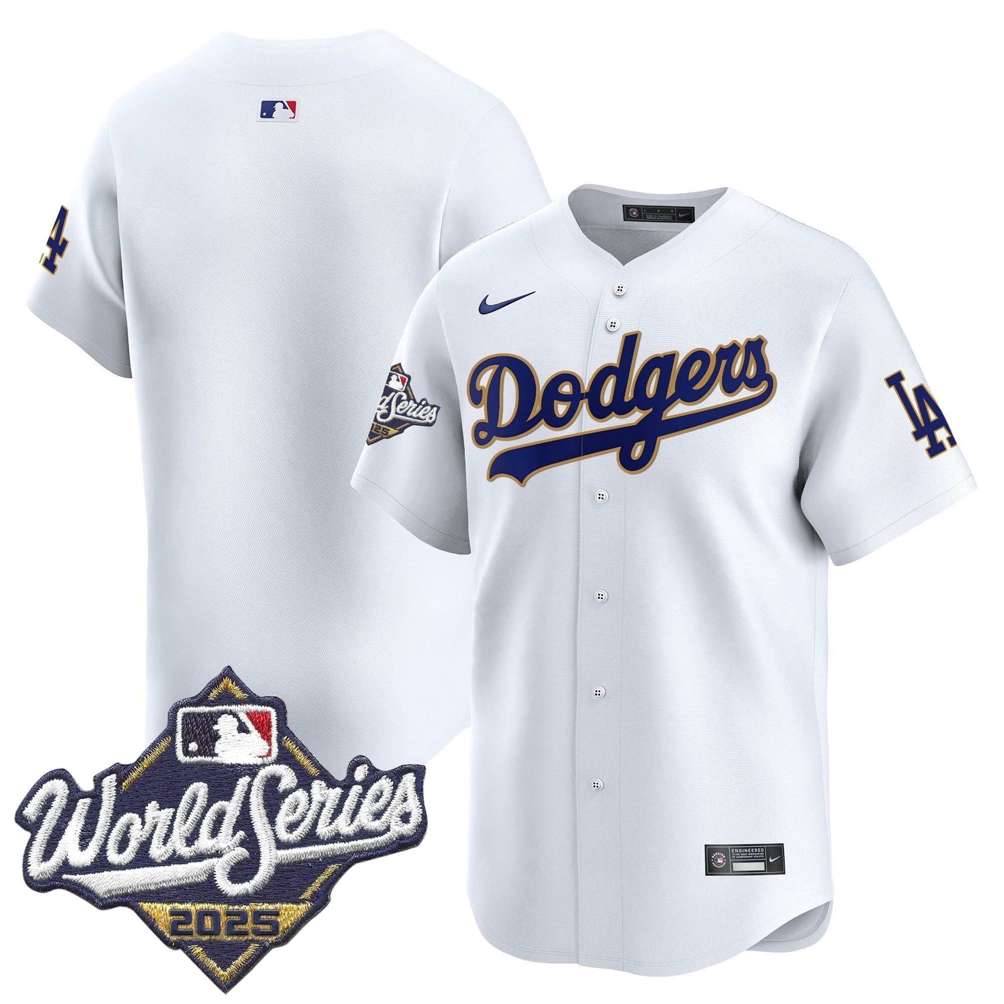 Dodgers 2025 World Series Gold Trim Vapor Premier Limited Jersey - All Stitched