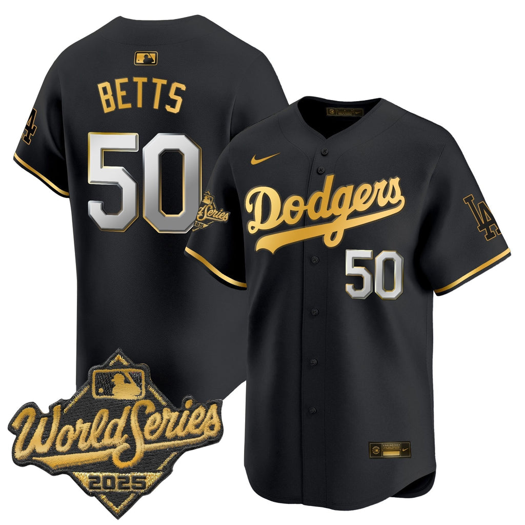 Dodgers 2025 World Series Gold Trim Vapor Premier Limited Men Jersey - All Stitched