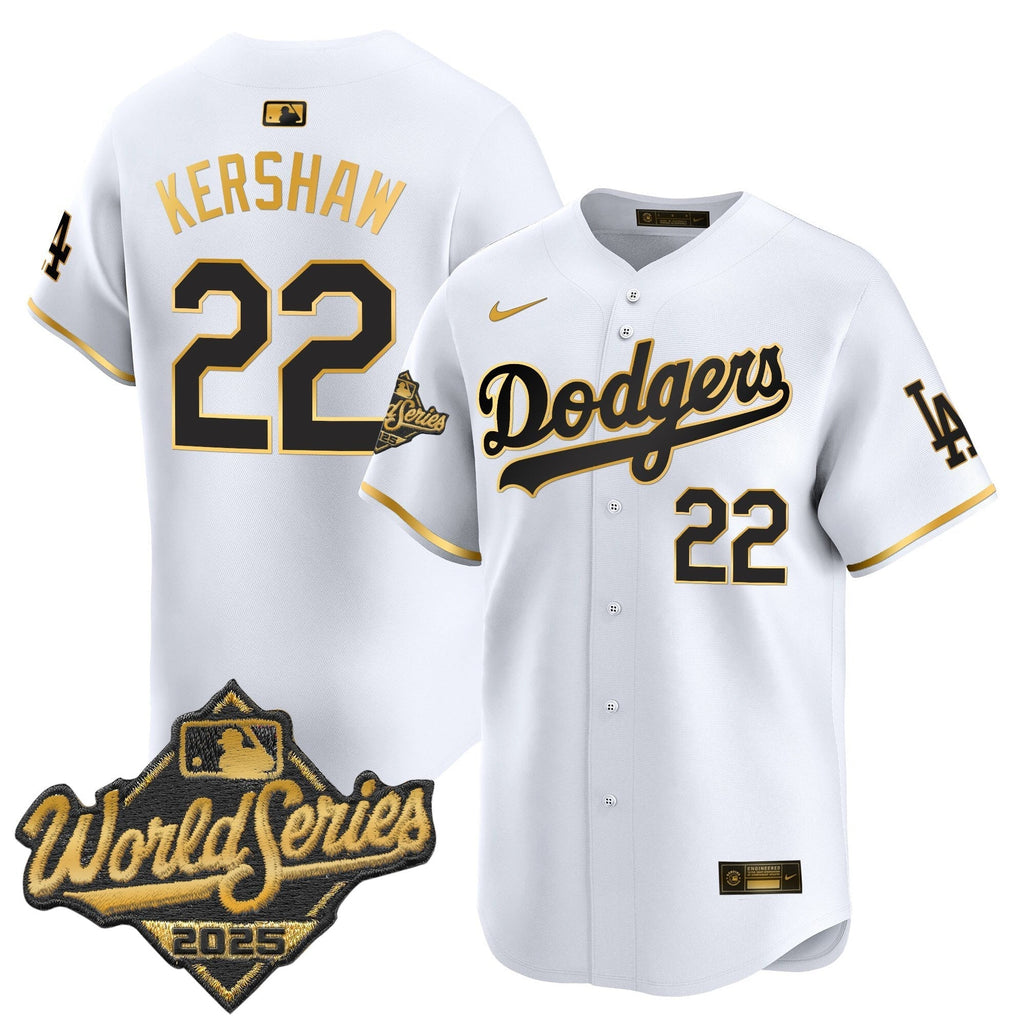 Dodgers 2025 World Series Gold Trim Vapor Premier Limited Jersey - All Stitched