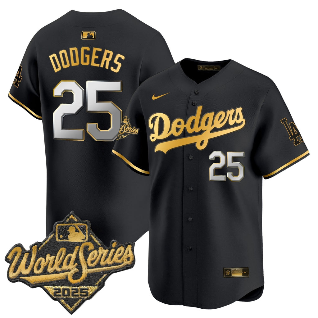 Dodgers 2025 World Series Gold Trim Vapor Premier Limited Men Jersey - All Stitched