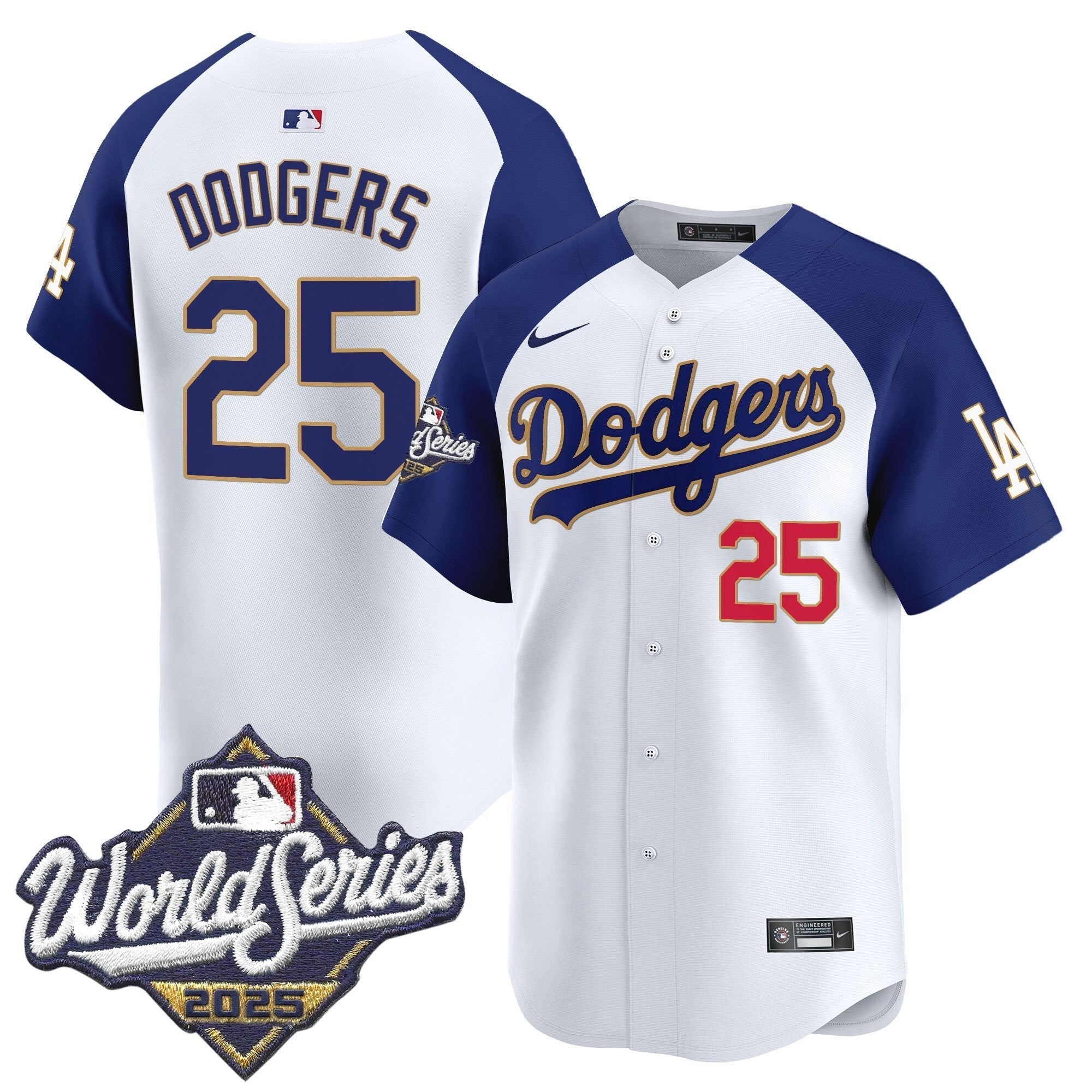 Dodgers 2025 World Series Gold Trim Vapor Premier Limited Jersey - All Stitched