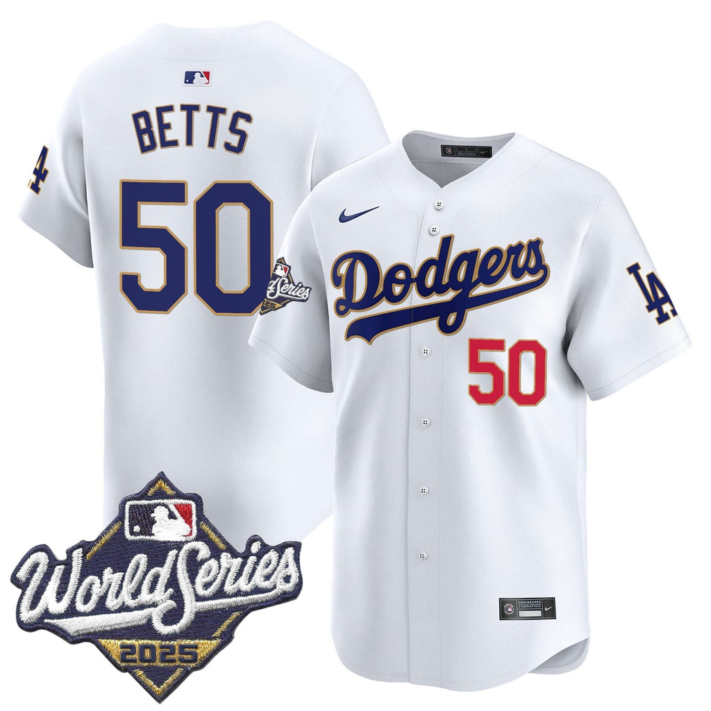 Dodgers 2025 World Series Gold Trim Vapor Premier Limited Jersey - All Stitched