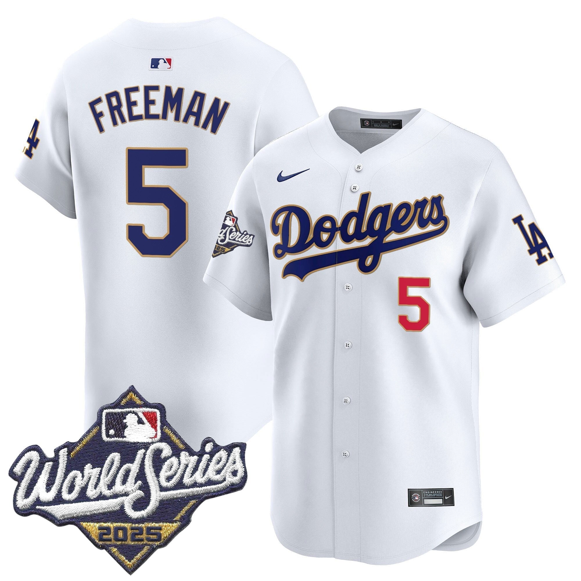 Dodgers 2025 World Series Gold Trim Vapor Premier Limited Jersey - All Stitched