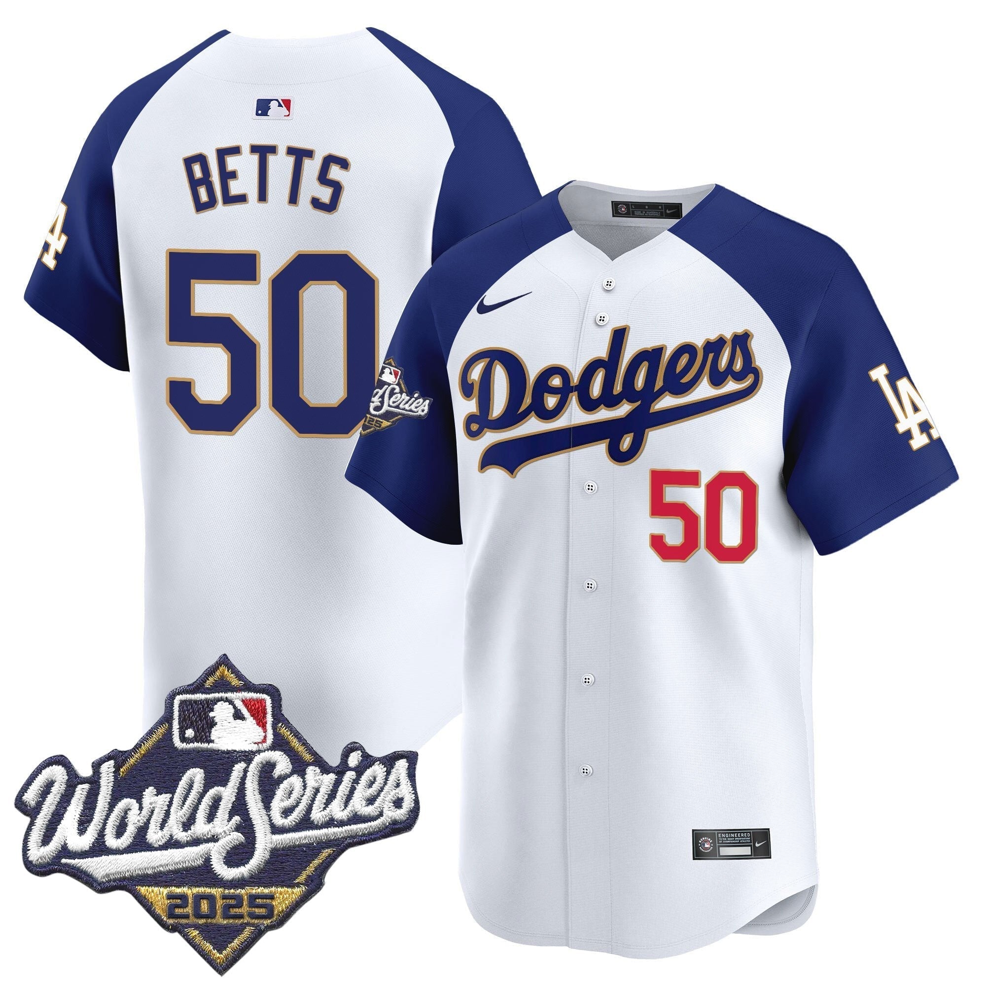 Dodgers 2025 World Series Gold Trim Vapor Premier Limited Jersey - All Stitched