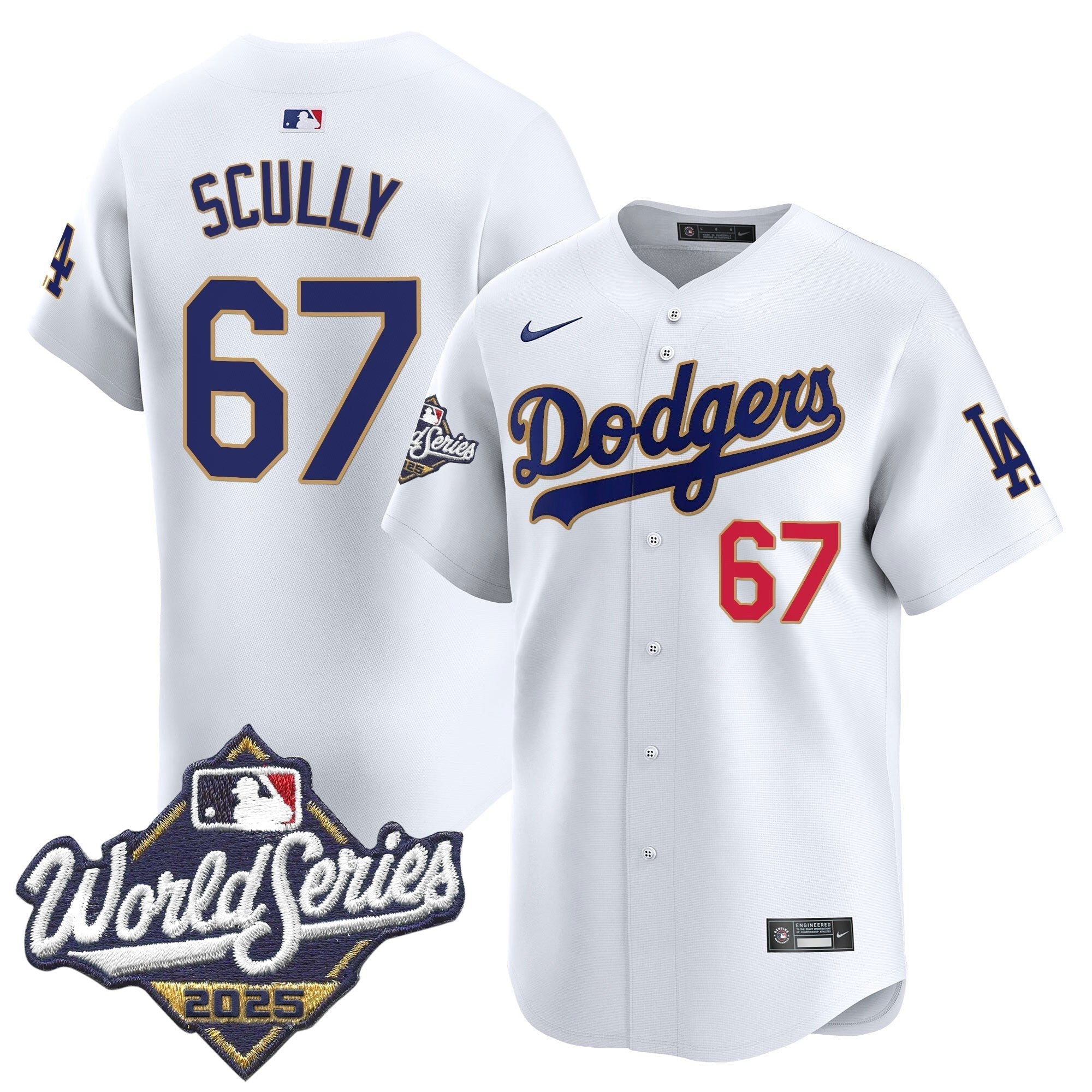 Dodgers 2025 World Series Gold Trim Vapor Premier Limited Jersey - All Stitched