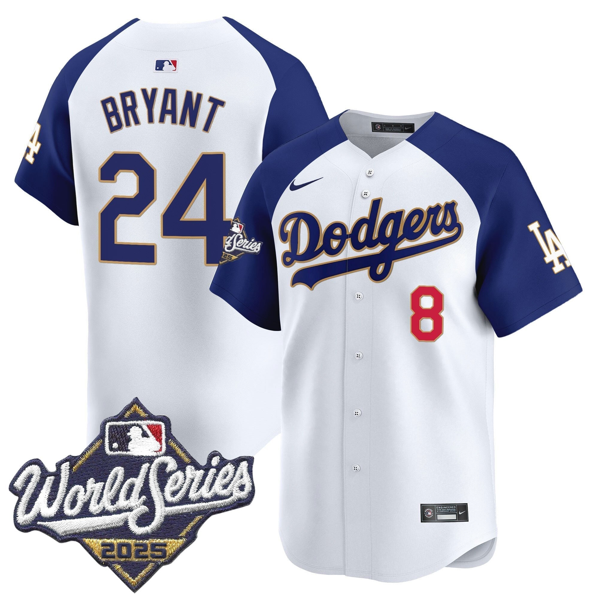 Dodgers 2025 World Series Gold Trim Vapor Premier Limited Jersey - All Stitched