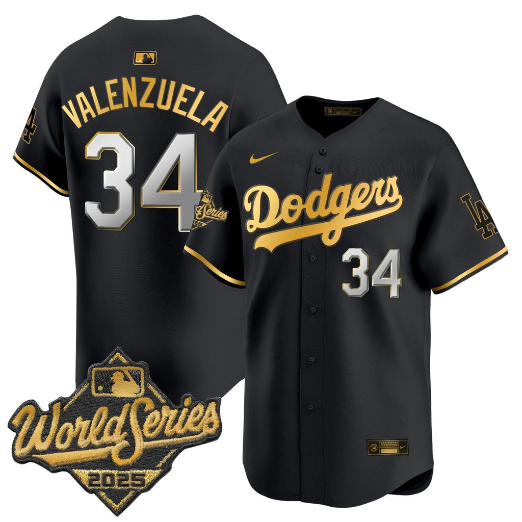 Dodgers 2025 World Series Gold Trim Vapor Premier Limited Men Jersey - All Stitched