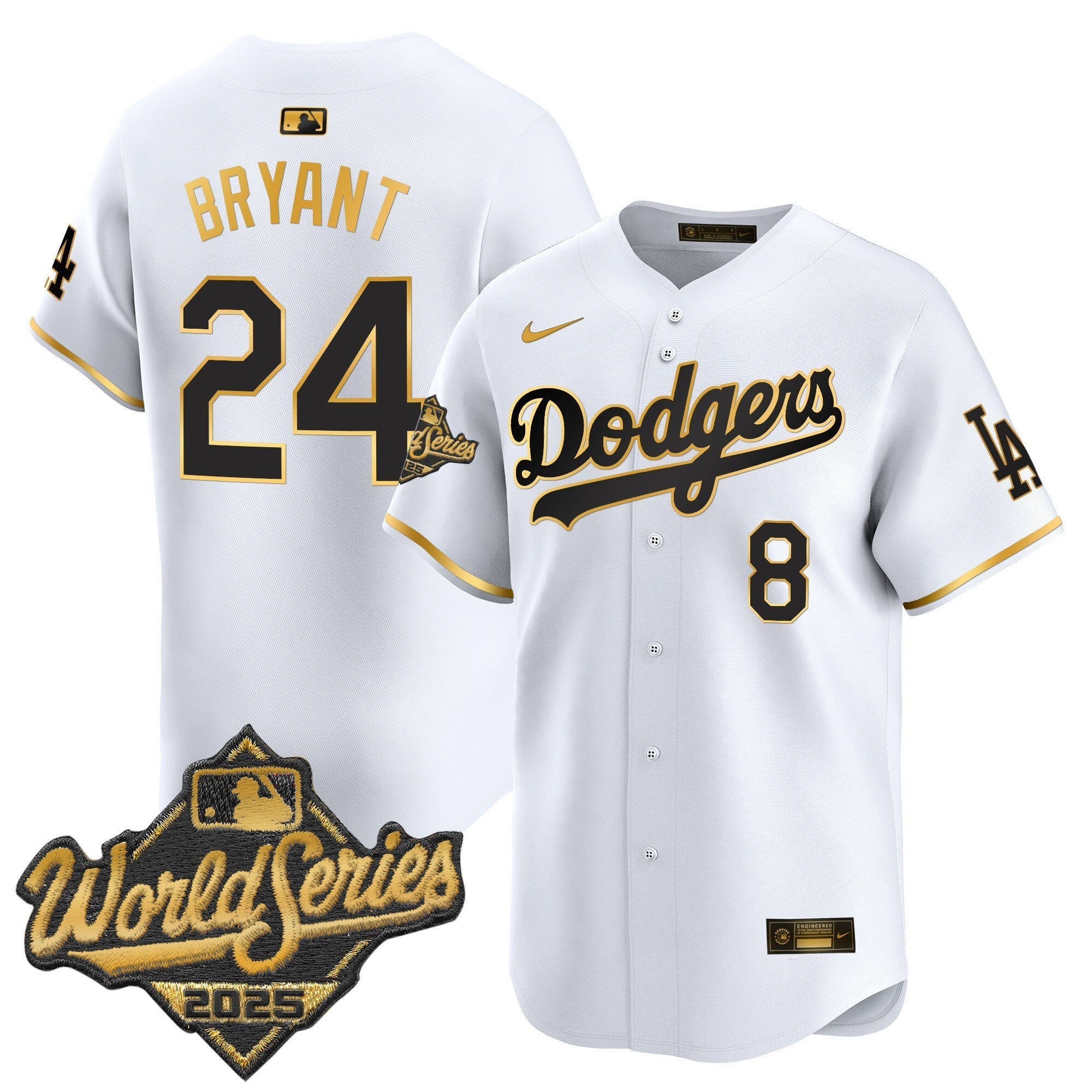 Dodgers 2025 World Series Gold Trim Vapor Premier Limited Jersey - All Stitched