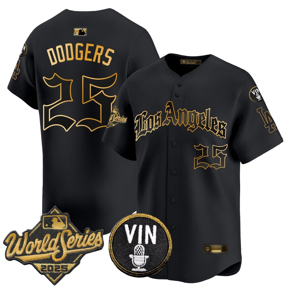 Dodgers 2025 World Series Vapor Premier Limited Jersey - LA Gothic Edition - All Stitched