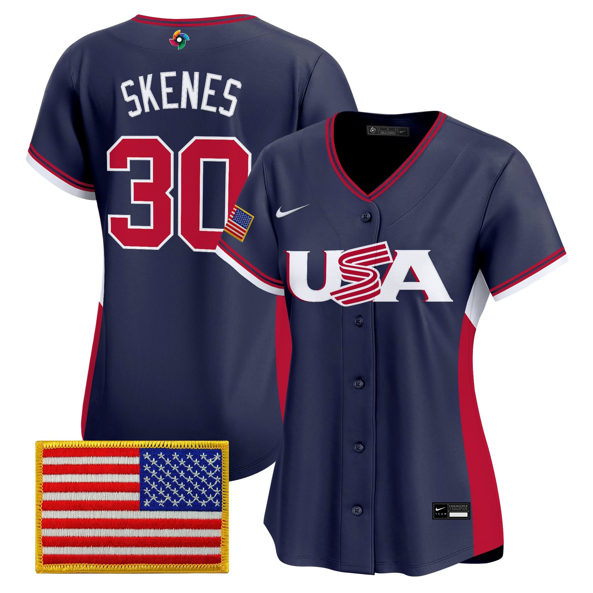 Women's Team USA World Baseball Classic Vapor Premier Jersey - 2026 Roster (Projected Number) - All Stitched